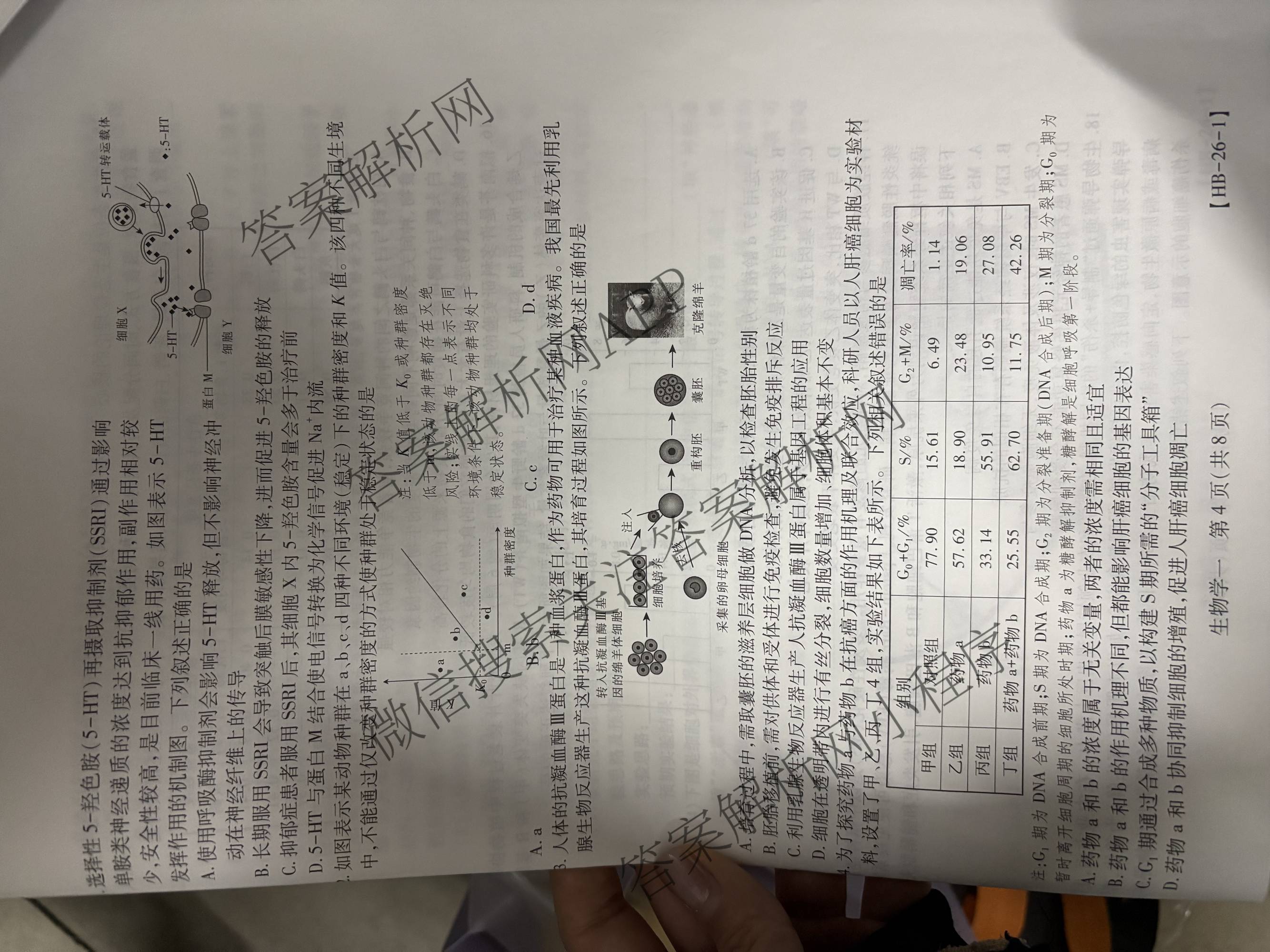 2026届智慧上进名校学术联盟高考模拟信息卷&冲刺卷&预测卷(一)1试卷及答案汇总（含化学(GD-26-1) 英语(I B-26-1) 英语(IA26-1)等）生物试题