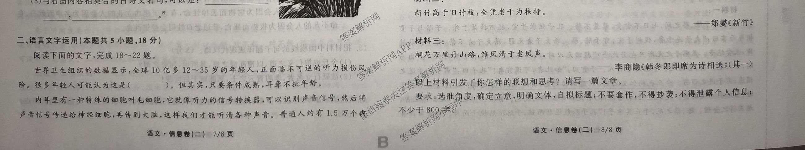天舟高考衡中同卷2026年普通高等学校招生全国统一考试模拟信息卷(二)2各科答案及试卷（含物理(JY) 生物(DS) 语文(通用版)等24份）语文试题