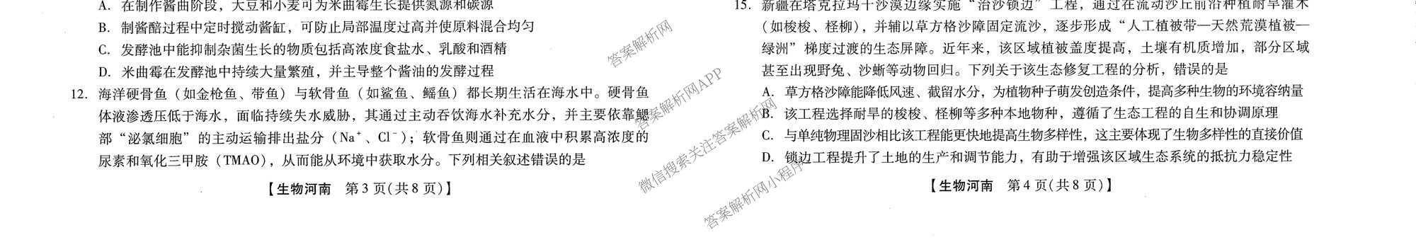 河南新未来2026届高三下学期第一次考试(无标题:科目)各科答案及试卷（含数学、物理、生物(河南)等9份）生物试题