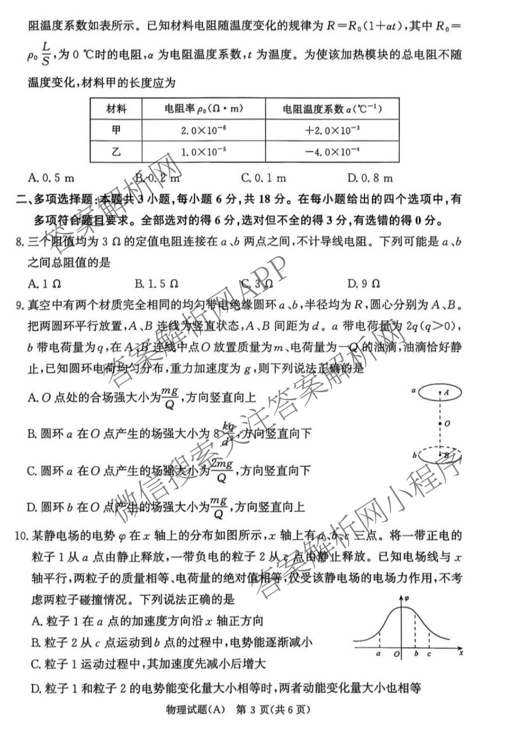 2027届普通高等学校招生全国统一考试青桐鸣大联考(高二)(10.23-24)试卷及答案汇总(已更新物理(A)、英语、地理(湘教版)等12份)物理试题