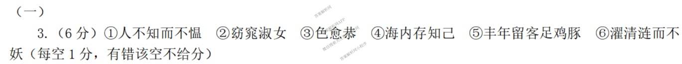 2026年河北省九年级巩固练(四)（含数学、语文、道德与法治等7份）语文答案