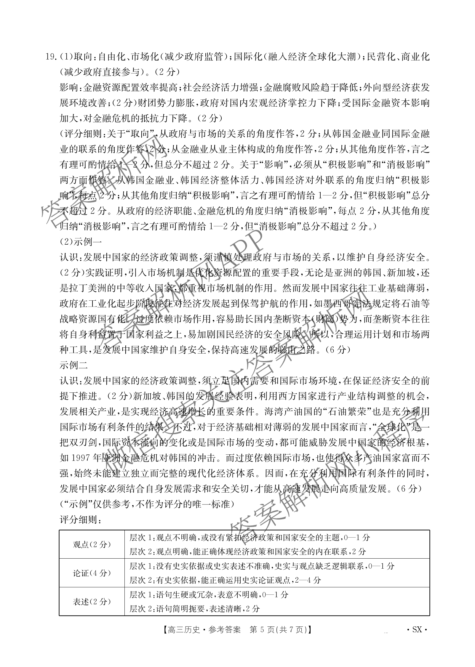[百万联考]陕西省2025届高三5月联考[SX](5.22)各科答案及试卷（含语文 政治 数学等9份）历史答案