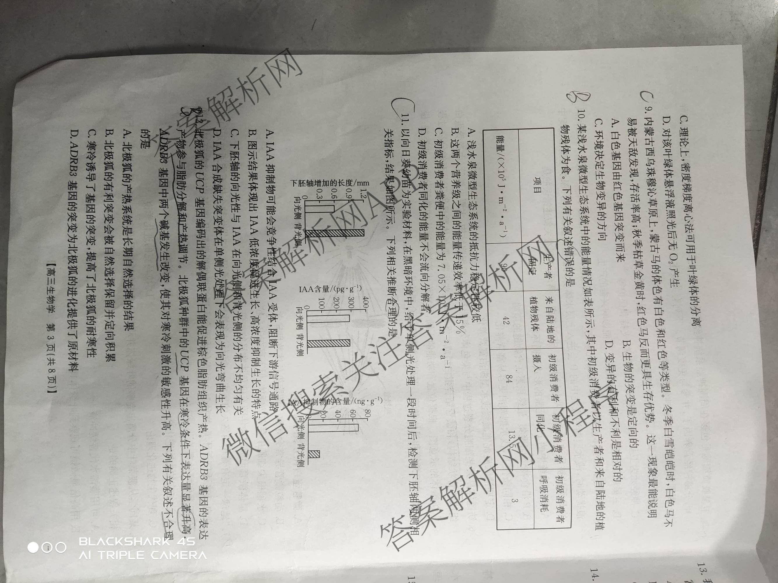 甘肃2026届高三质量检测(3.8)各科答案及试卷: 含政治、地理、数学试卷解析生物试题