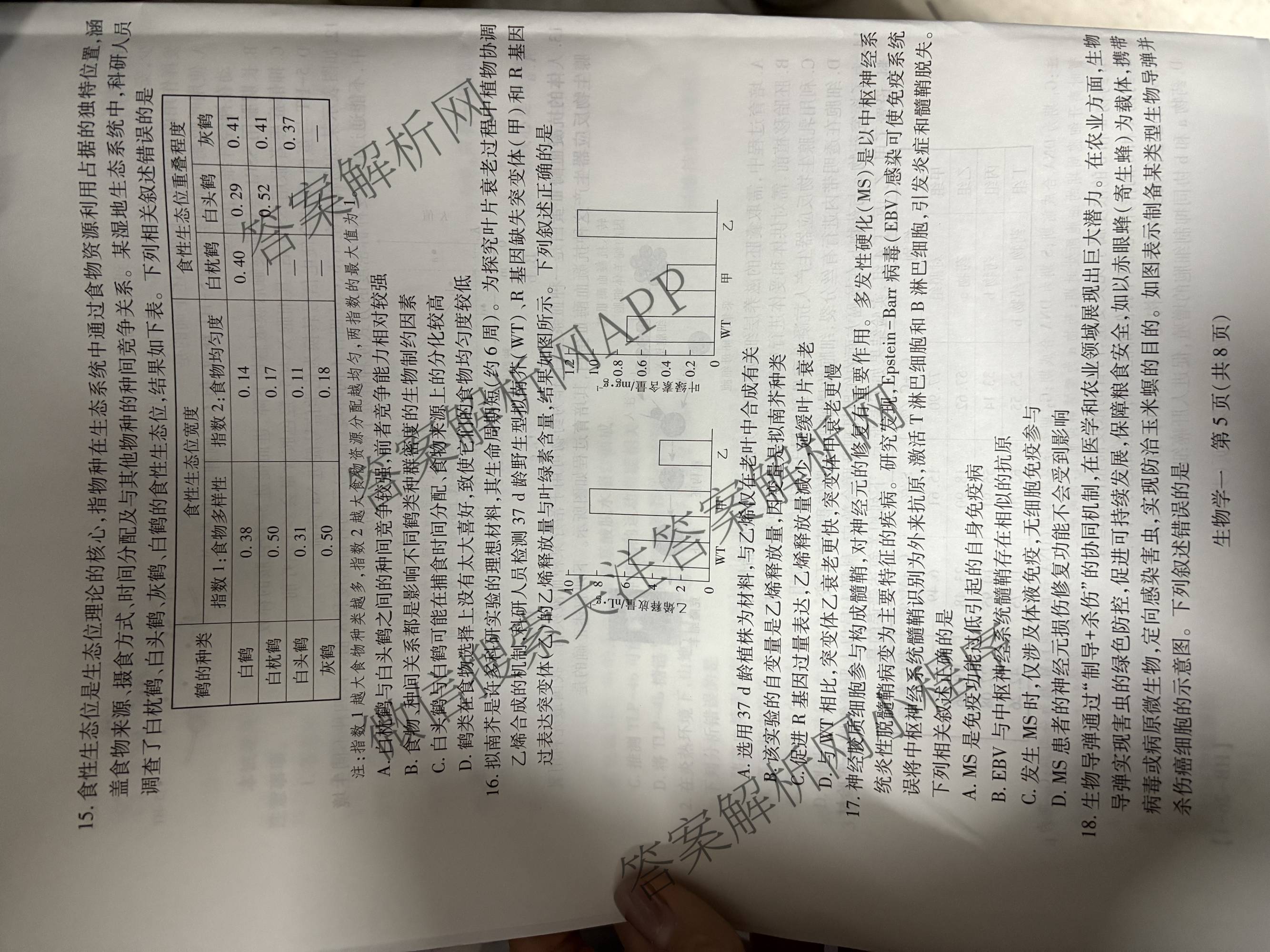 2026届智慧上进名校学术联盟高考模拟信息卷&冲刺卷&预测卷(一)1试卷及答案汇总（含化学(GD-26-1) 英语(I B-26-1) 英语(IA26-1)等）生物试题