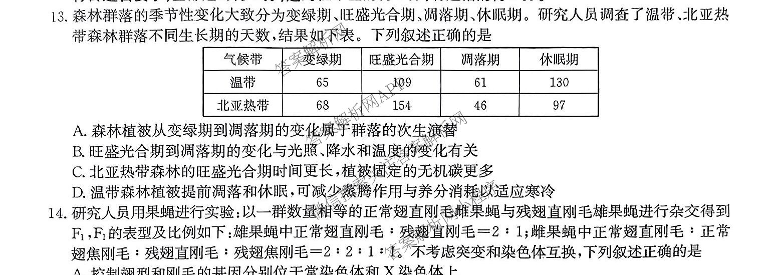 九师联盟江西省2024-2025学年高二7月质量检测试卷及答案汇总（含物理(X) 语文 生物(N)等）生物试题