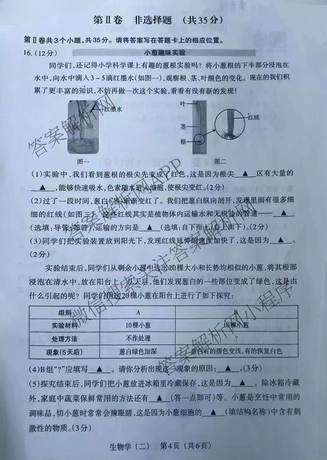 晋文源2025山西八年级中考模拟百校联考试卷(二)试卷及答案汇总（含英语、文综、地理等）生物试题