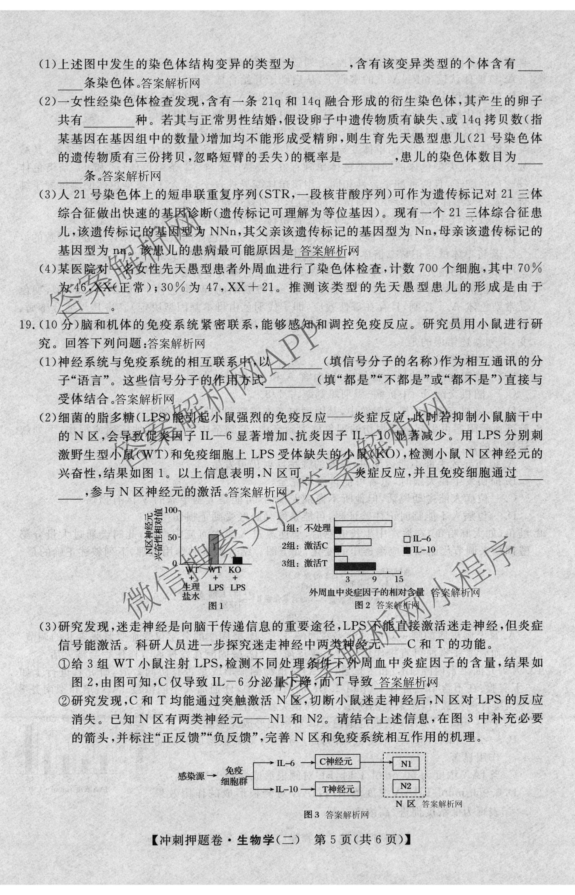 2026普通高等学校招生全国统一考试冲刺押题卷(二)2各科答案及试卷（含历史、生物(AC)、化学等16份）生物试题