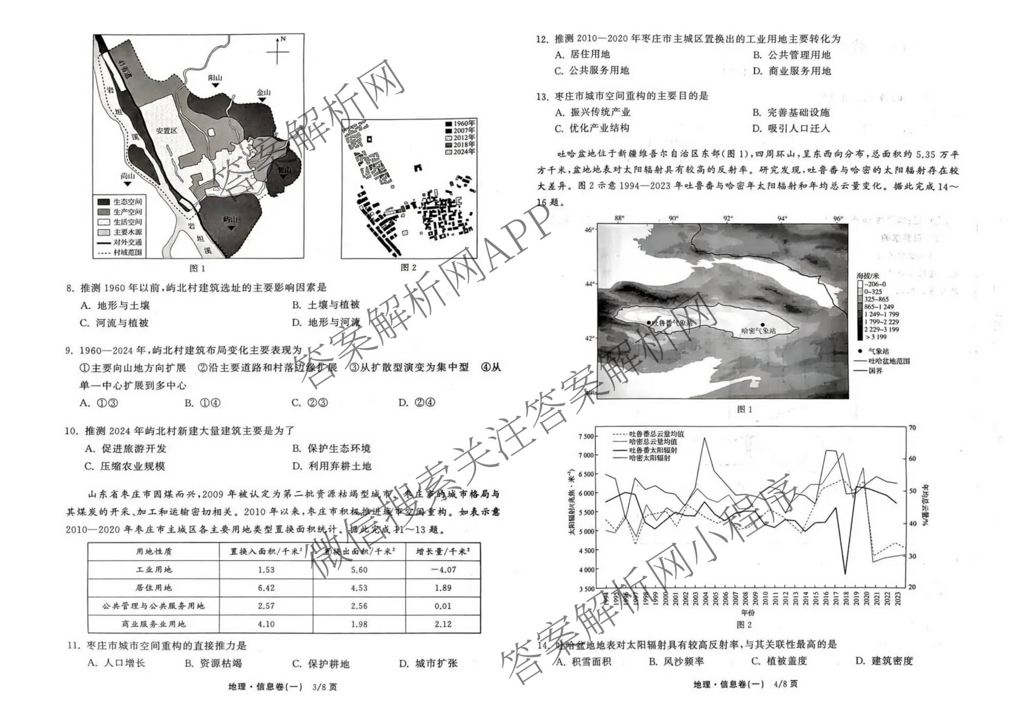 天舟高考衡中同卷2026年普通高等学校招生全国统一考试模拟信息卷(一)1试卷及答案汇总（含化学(JY)、物理(HJ)、物理(无字母)等）地理试题