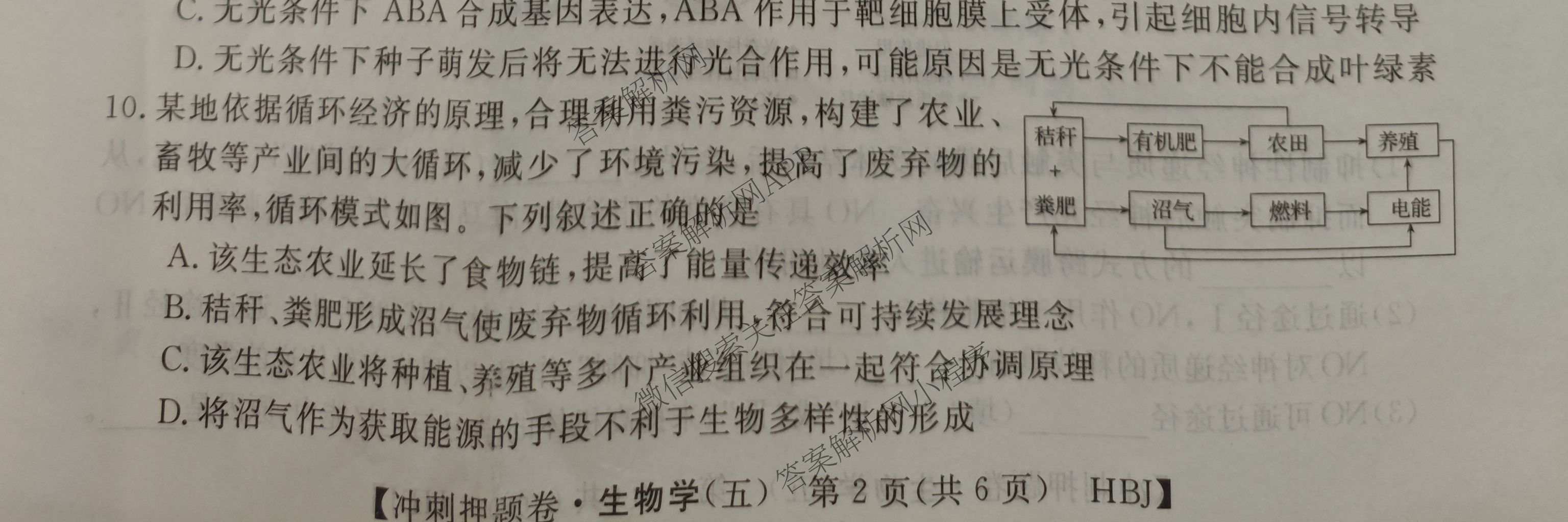 2026普通高等学校招生全国统一考试冲刺押题卷(五)5（15科全）生物试题