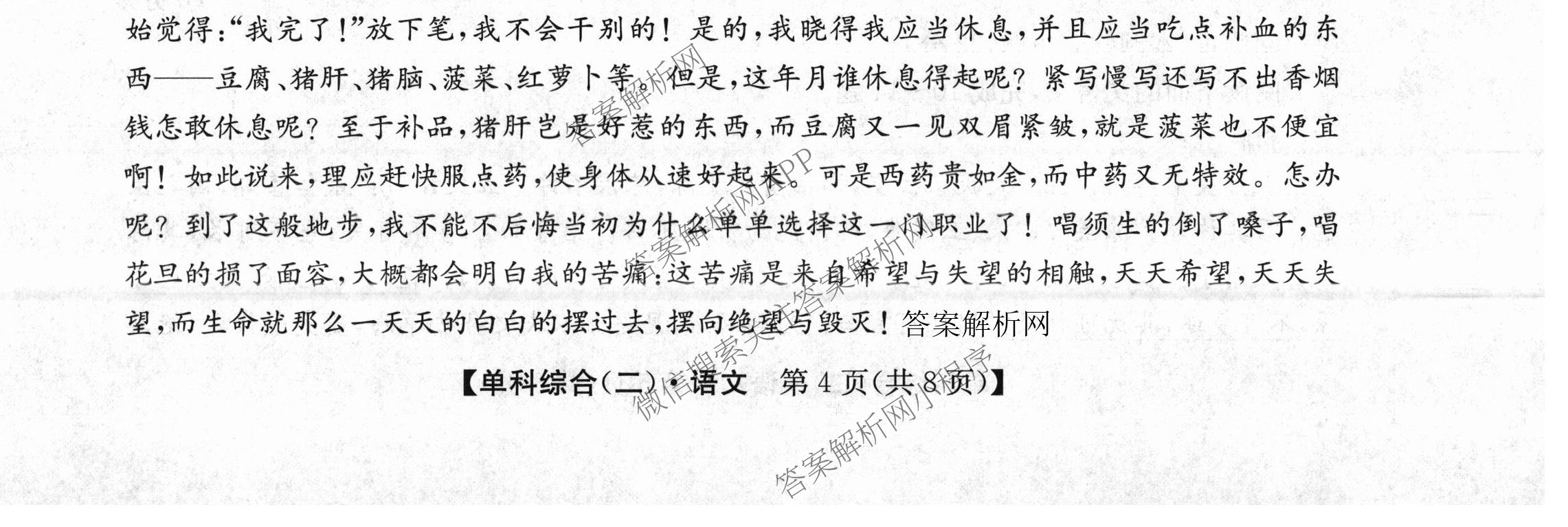2026年高考单科综合模拟信息卷(二)2试卷及答案汇总(已更新政治(C)、地理(A)、物理(A)等9份)语文试题