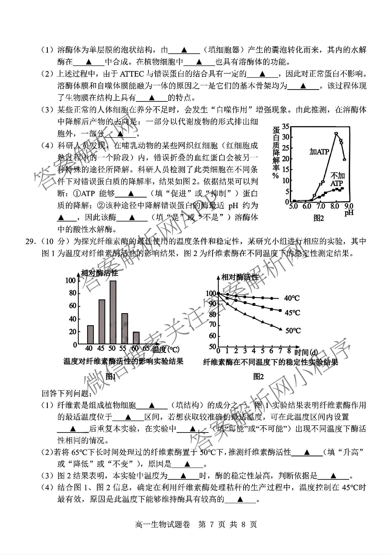 2025学年第一学期期中杭州地区(含周边)重点中学高一年级(已更新物理 英语 数学等9份)生物试题