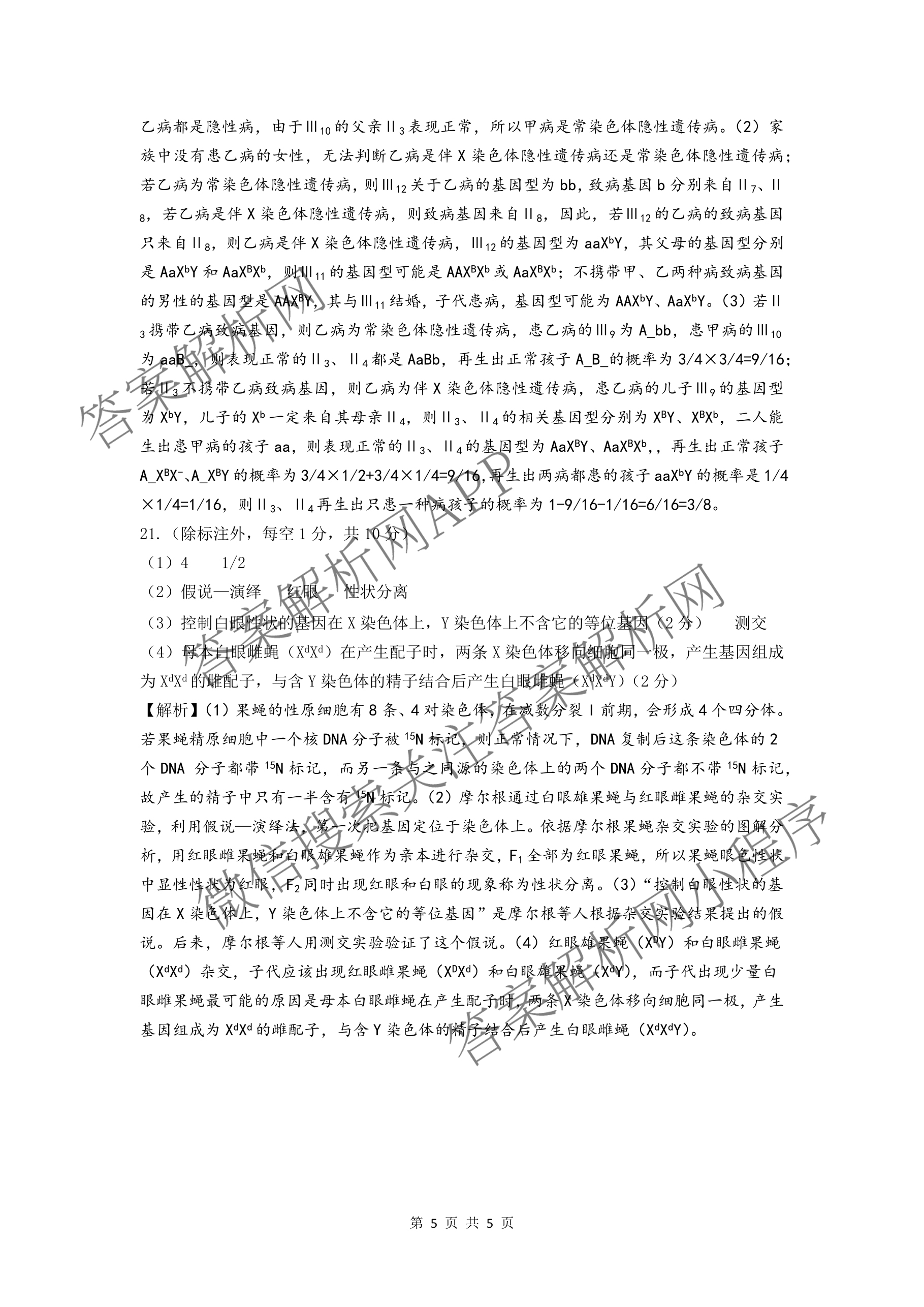 HX 2024-2025学年下学期期末测评试卷高一（含化学、地理、物理等9份）生物答案