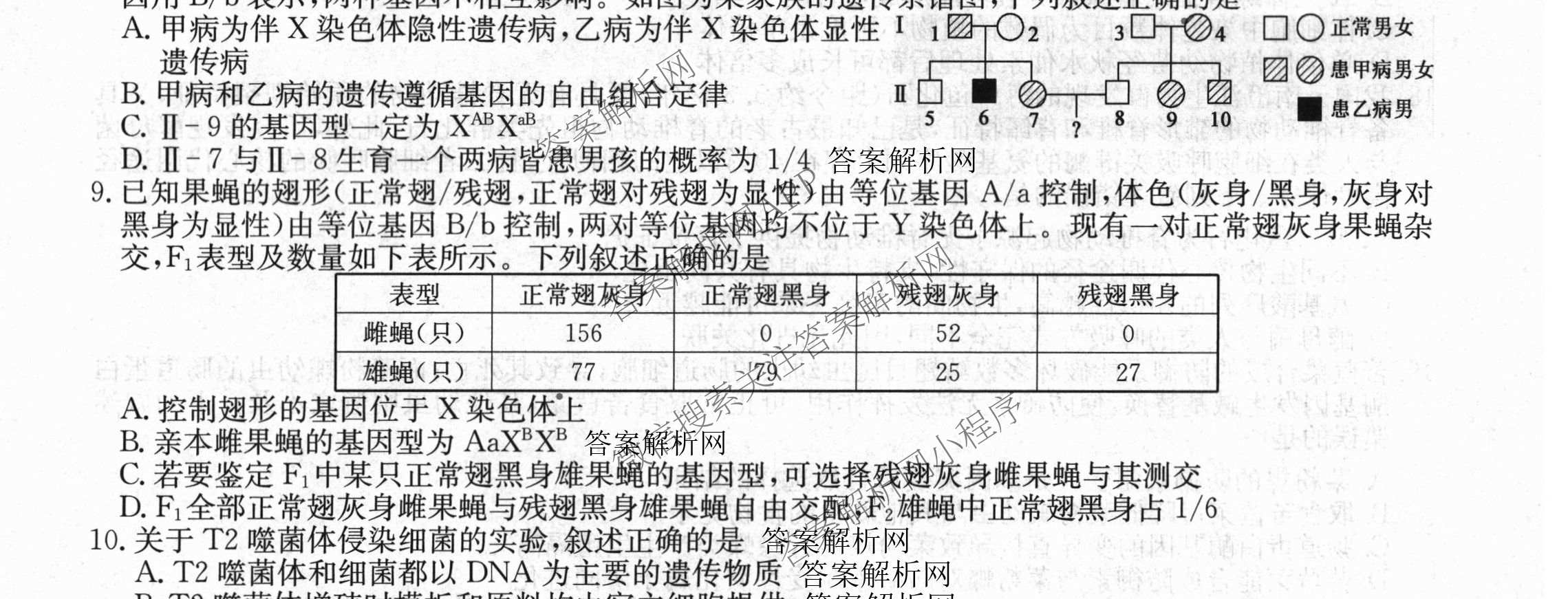 2025~2026学年度高一期末考试卷(下学期)各科答案及试卷（含语文(必修下册) 地理(必修第二册) 数学(必修第二册 RJ)等9份）生物试题