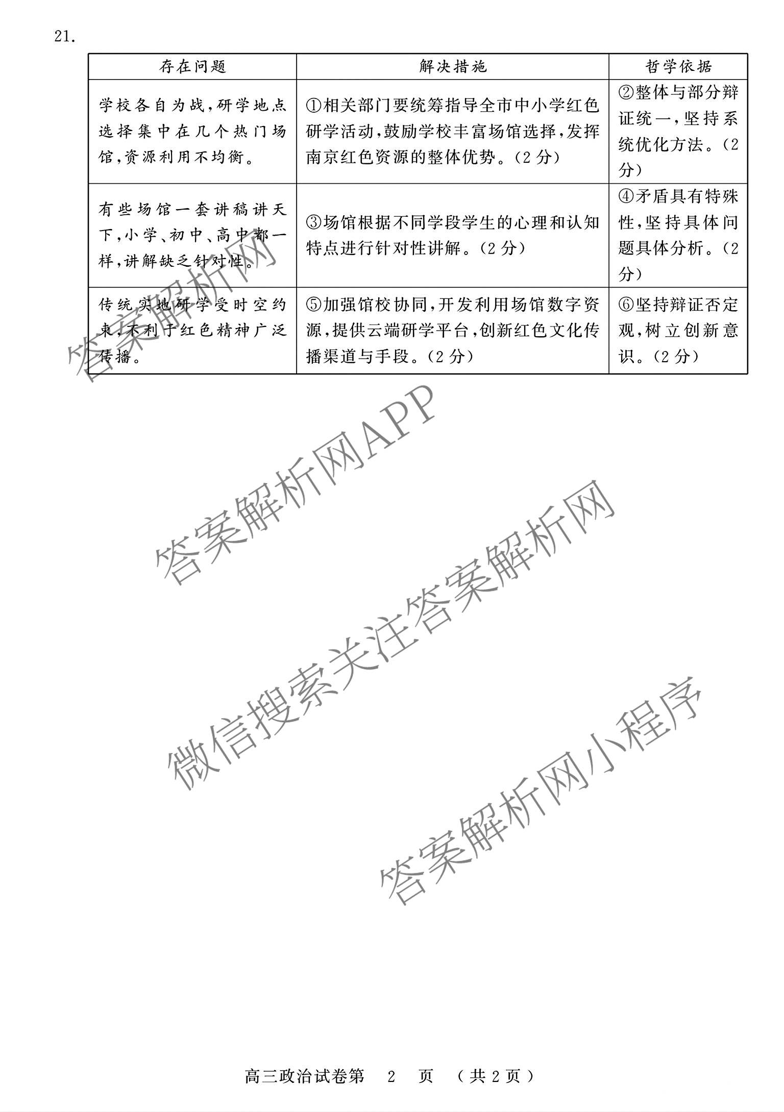 江苏省南京市2027届高三年级学情调研2026.09（9科全）政治答案