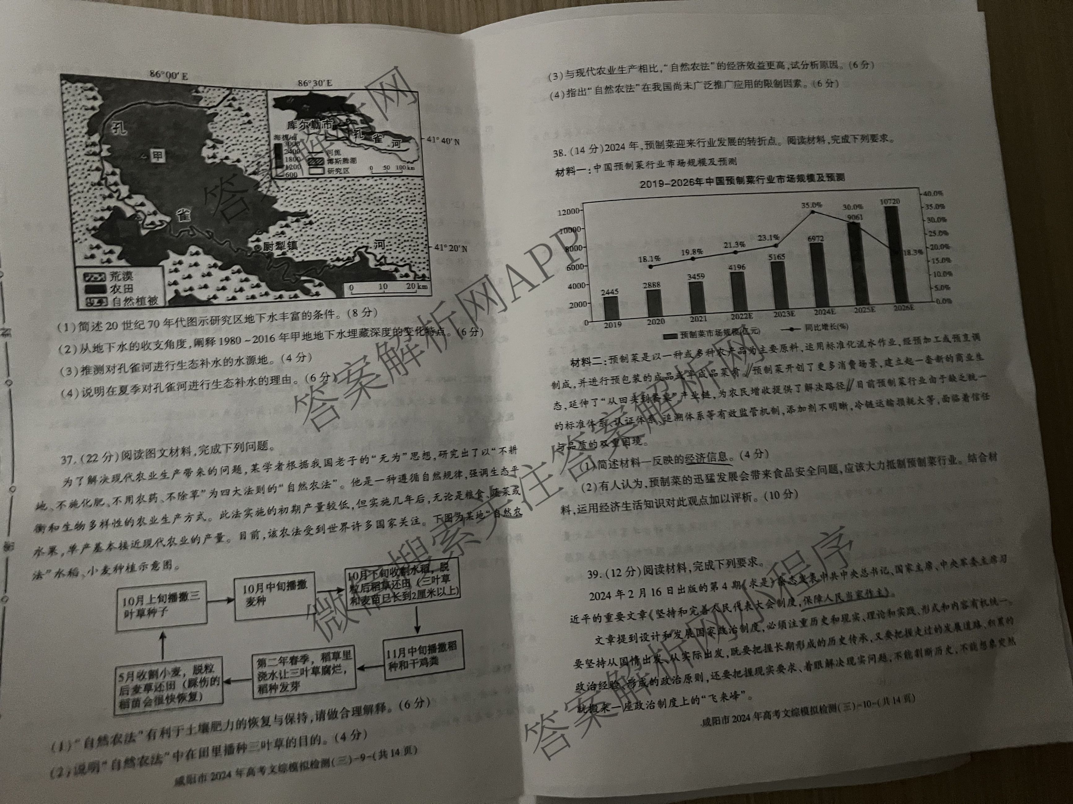 [咸阳三模]咸阳市2024年高考模拟检测(三)各科答案及试卷(已更新文数、文综、理数等6份)文综试题