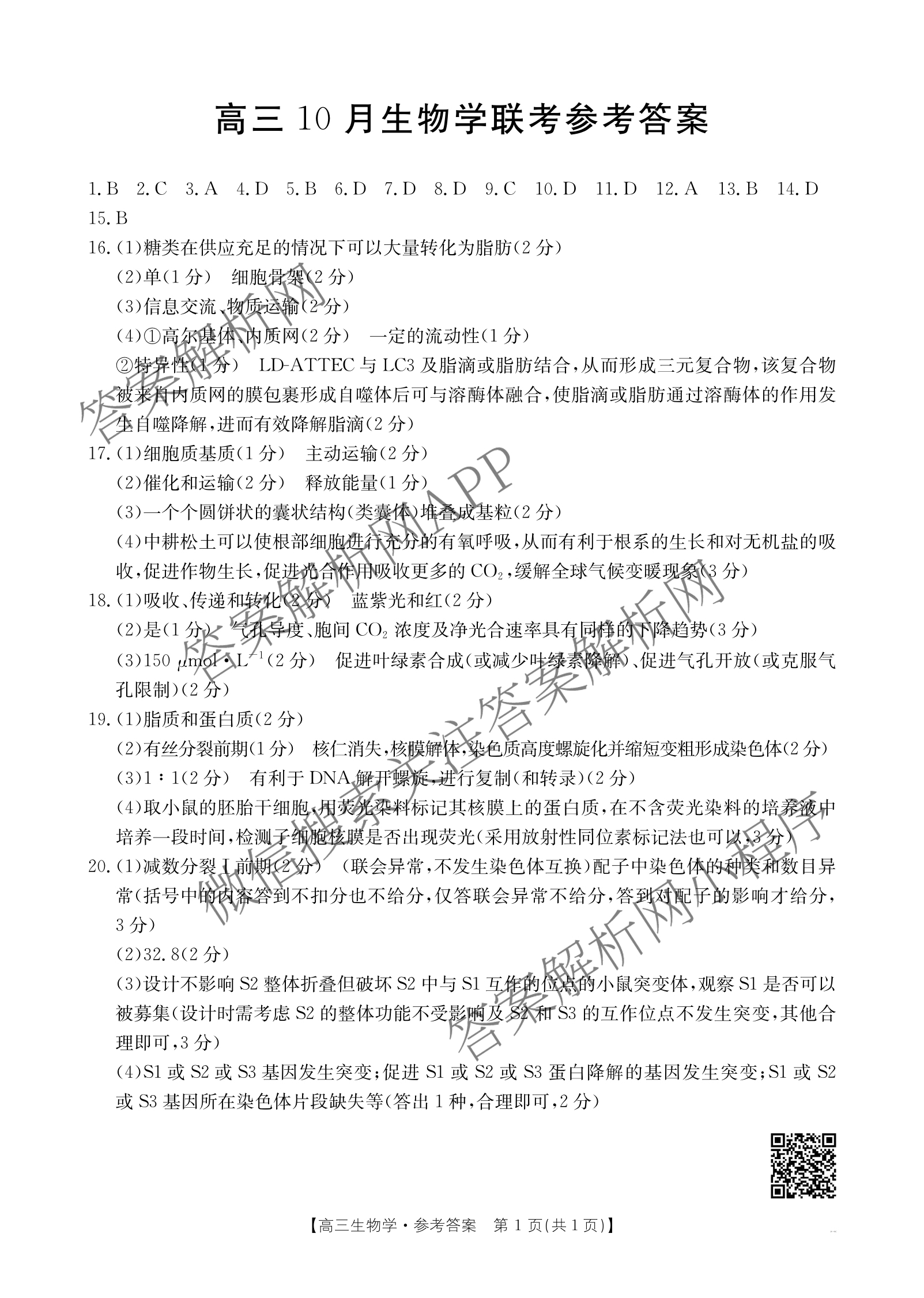 福建省2026届高三10月联考(10.27): 含政治、化学、历史试卷解析生物答案 福建省2026届高三10月联考(10.27): 含政治、化学、历史试卷解析生物答案