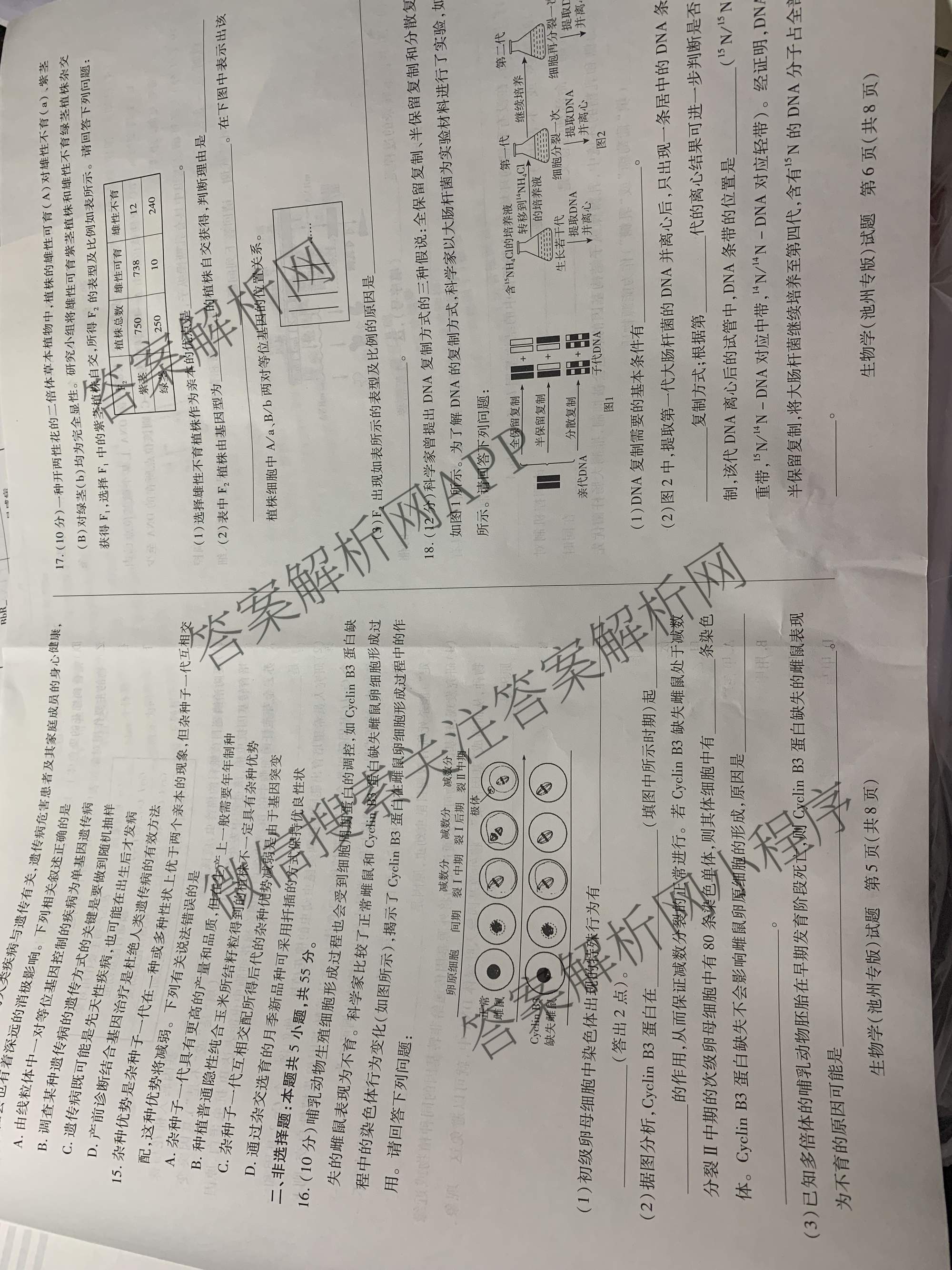  天一大联考安徽2025年9月高二秋季检测试卷及答案汇总（含语文、物理(黄山专版)、历史等）生物试题