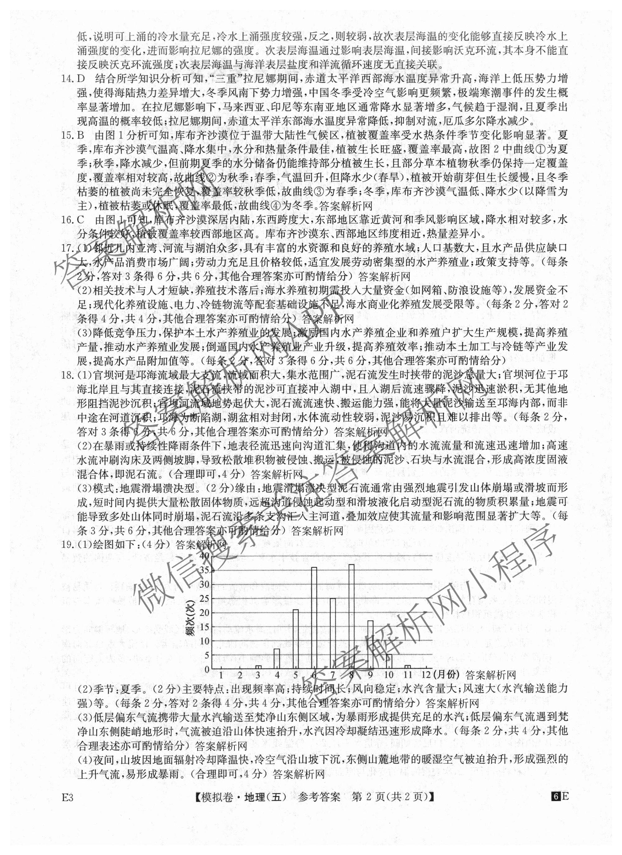 2026年全国高考仿真模拟卷(五)5（含英语、生物(E2)、物理(广西)等35份）地理答案