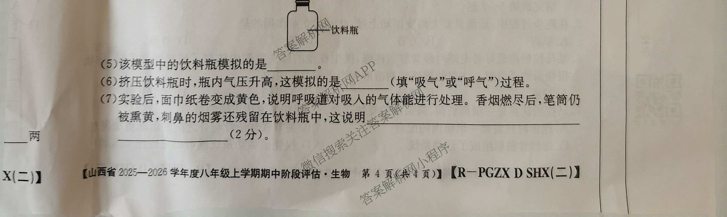 运城市八年级上学期长标期中试卷及答案汇总: 含生物(R)、数学(R)、物理(HYB)试卷解析生物试题