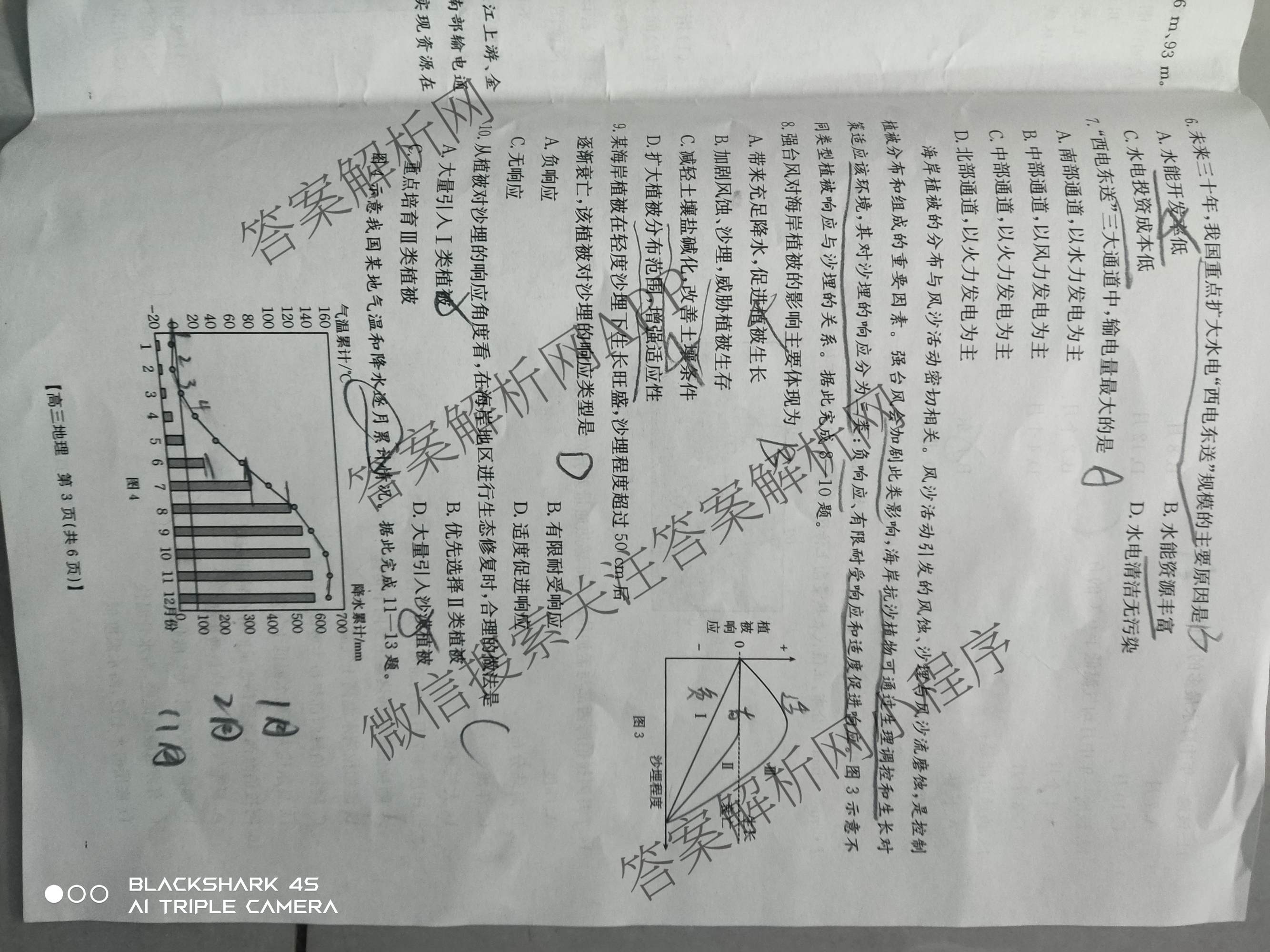 甘肃2026届高三质量检测(3.8)各科答案及试卷: 含政治、地理、数学试卷解析地理试题