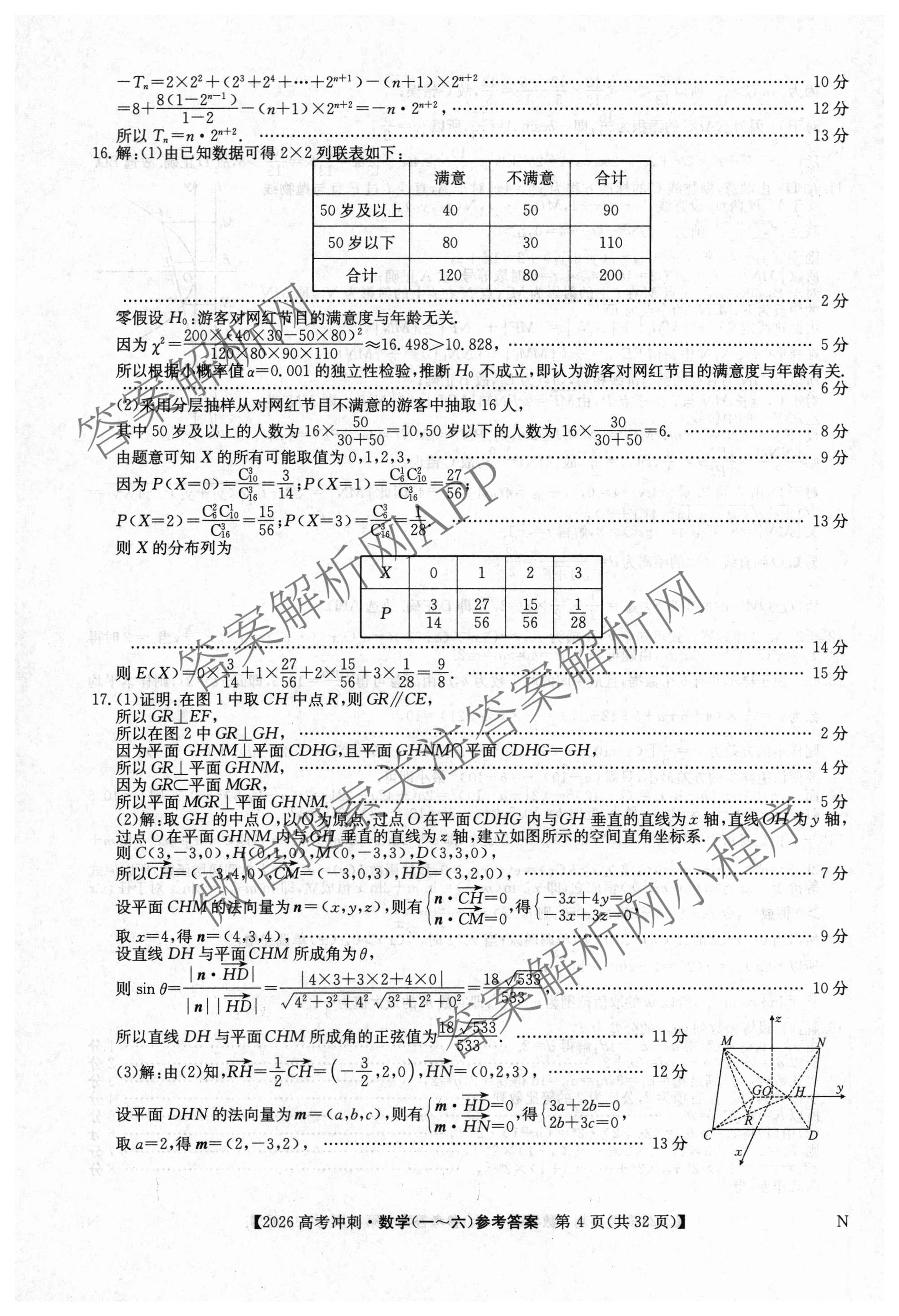 2026年全国高考冲刺押题训练(一)1各科答案及试卷(已更新英语(N) 语文(N) 生物(D N)等17份)数学答案