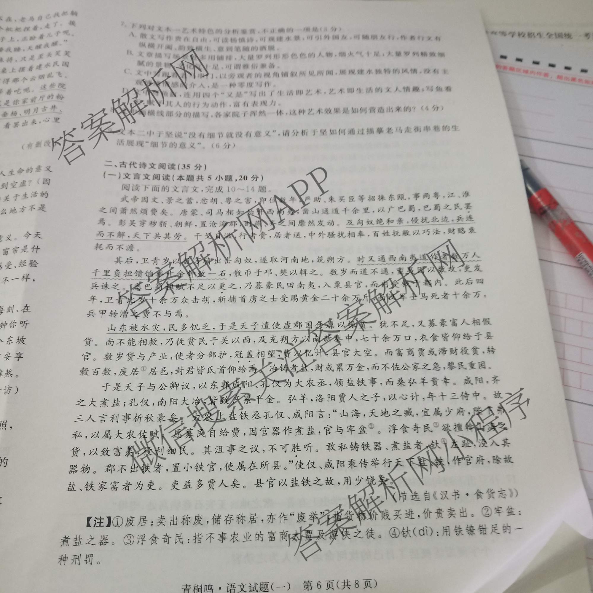 青桐鸣2025届普通高等学校招生全国统一考试高考冲刺联考卷(一)1各科答案及试卷（含地理、数学、生物等）语文试题