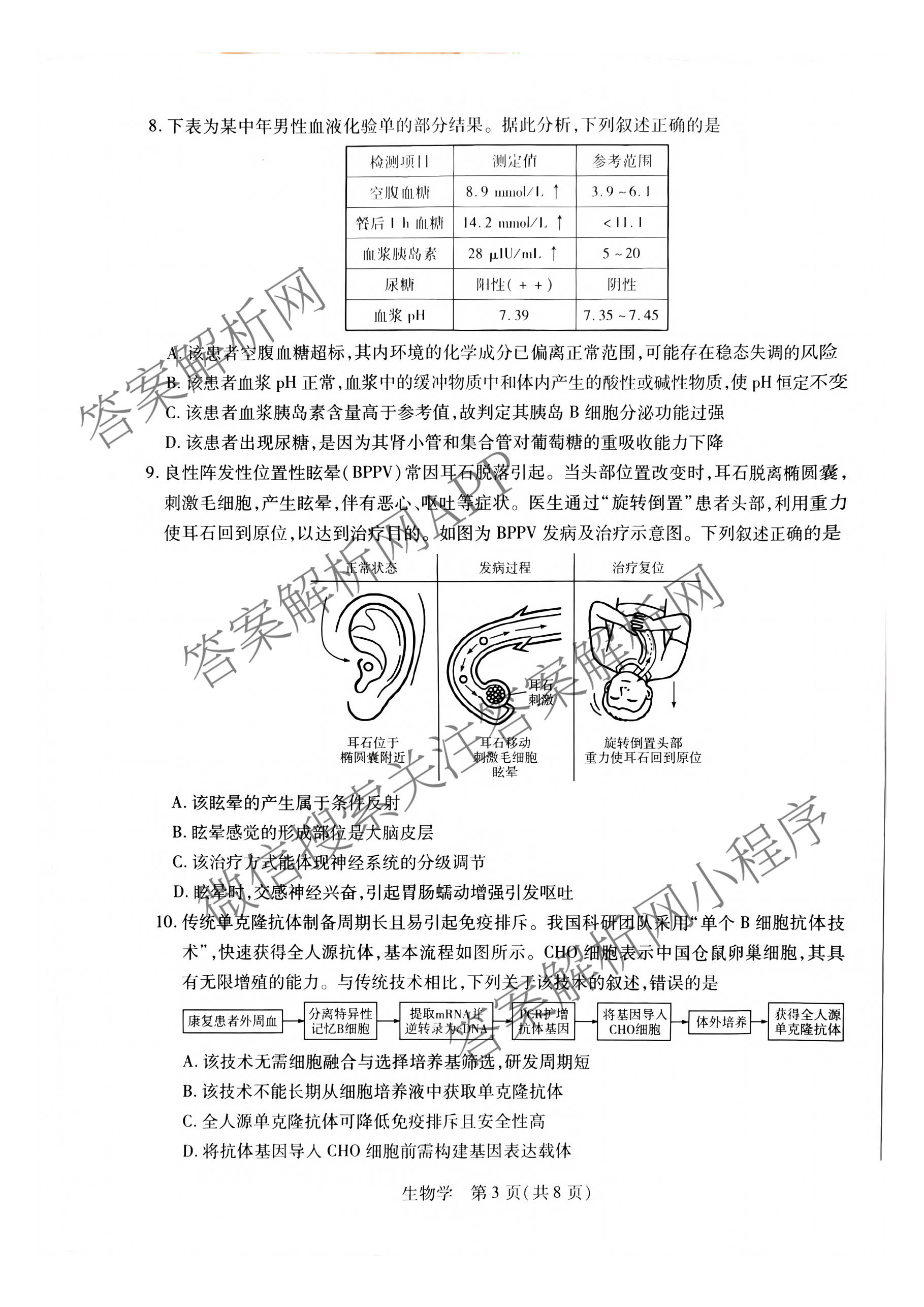 天一大联考河南省2027届高三联考(HN202609)试卷及答案汇总（10科全）生物试题