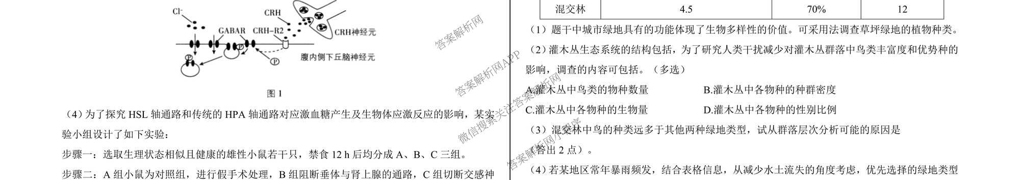 2026届河北省模拟联考(4.2)各科答案及试卷（含化学、地理、历史等）生物试题
