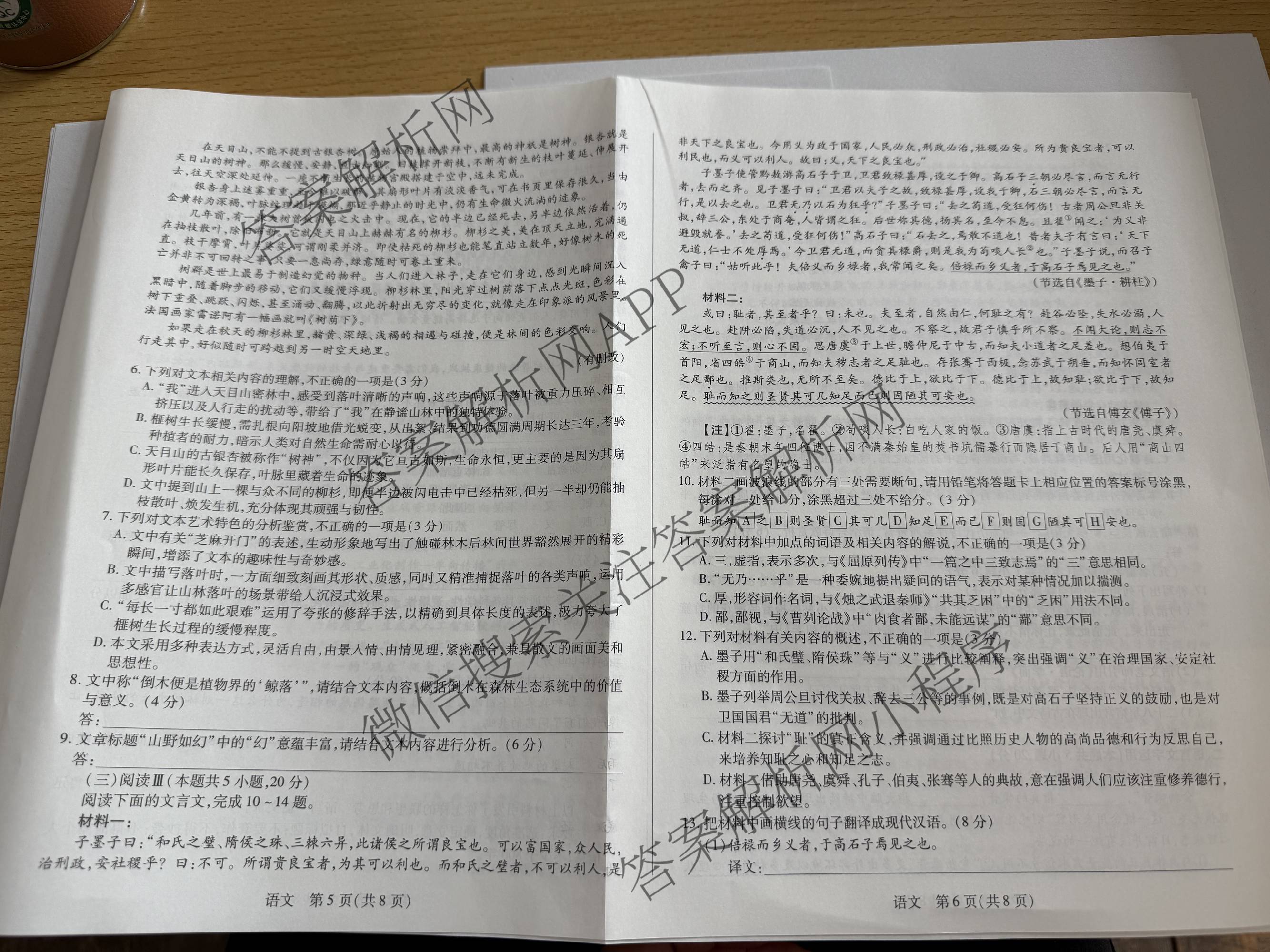 天一大联考2025-2026学年高三3月联考(SHAX202603)(3.5)试卷及答案汇总（含数学(B) 数学 物理等27份）语文试题