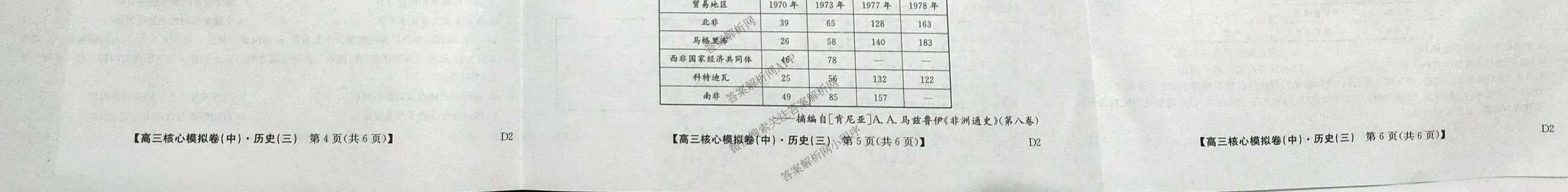九师联盟2025~2026学年高三核心模拟卷(中)(三)3（含化学(D3)、历史(A1)、历史(A2)等）历史试题