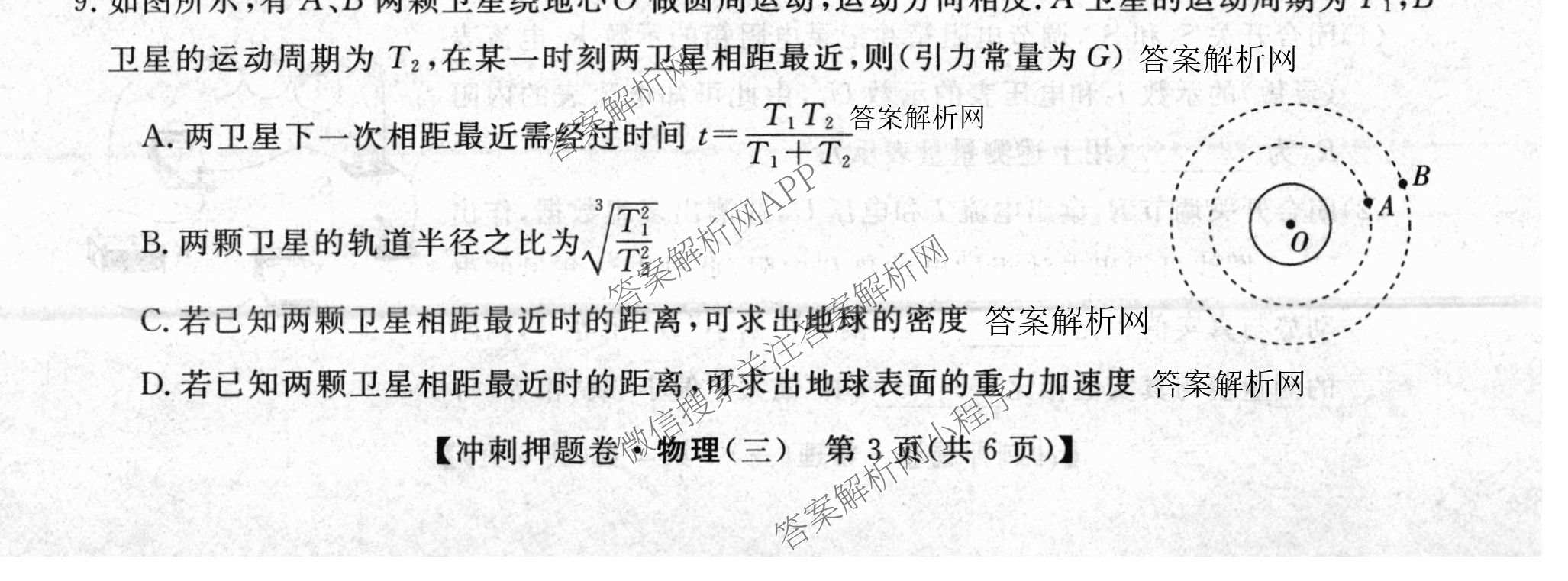 2026普通高等学校招生全国统一考试冲刺押题卷(三)3试卷及答案汇总(已更新语文、生物、历史等15份)物理试题