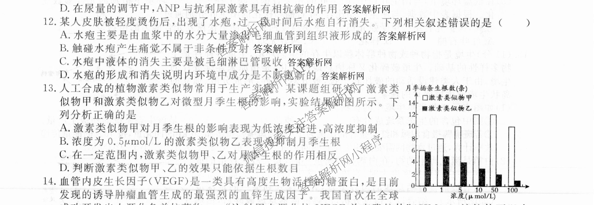 2026届高三总复习名师原创模拟(十一)11试卷及答案汇总（39科全）生物试题