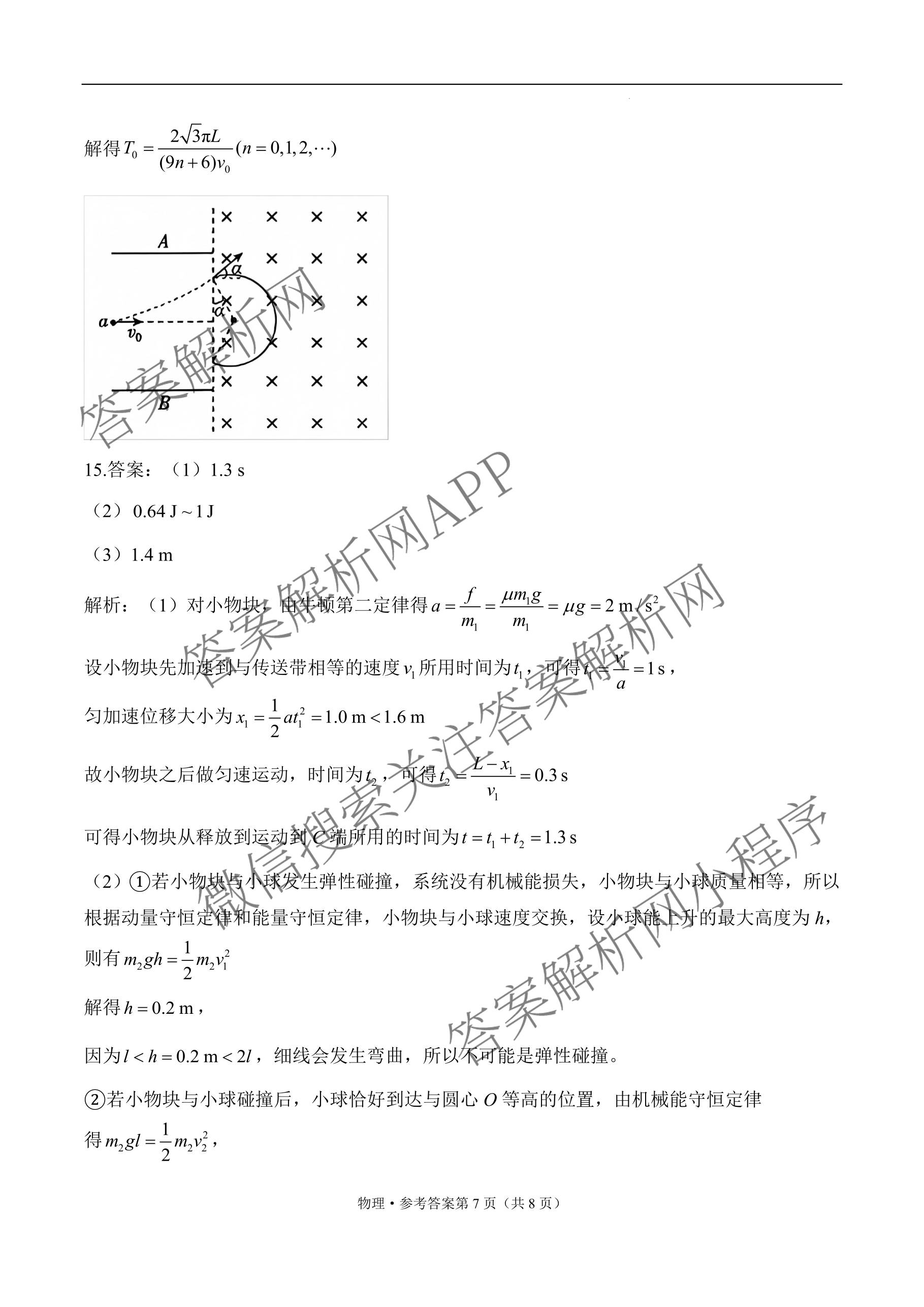 2026届河北省模拟联考(4.2)各科答案及试卷（含化学、地理、历史等）物理答案