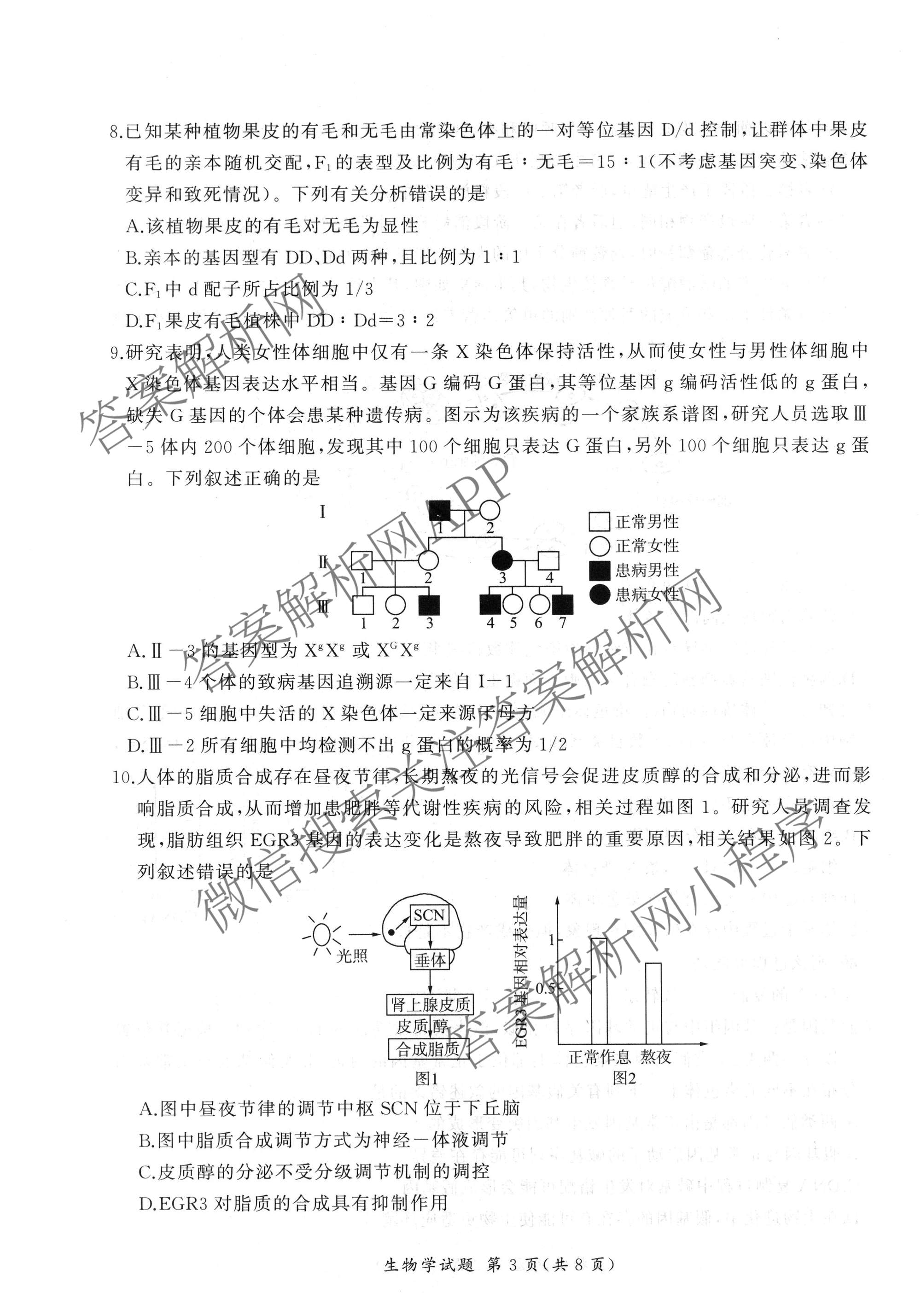 百师联盟2026届高三考前适应性训练(五)（26科全）生物试题