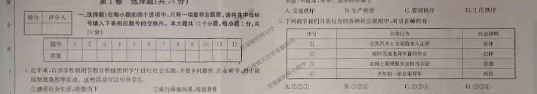太原市八年级上学期长标期中试卷及答案汇总（含数学(HSD) 语文(R) 数学(R)等15份）道德与法治(R)试题