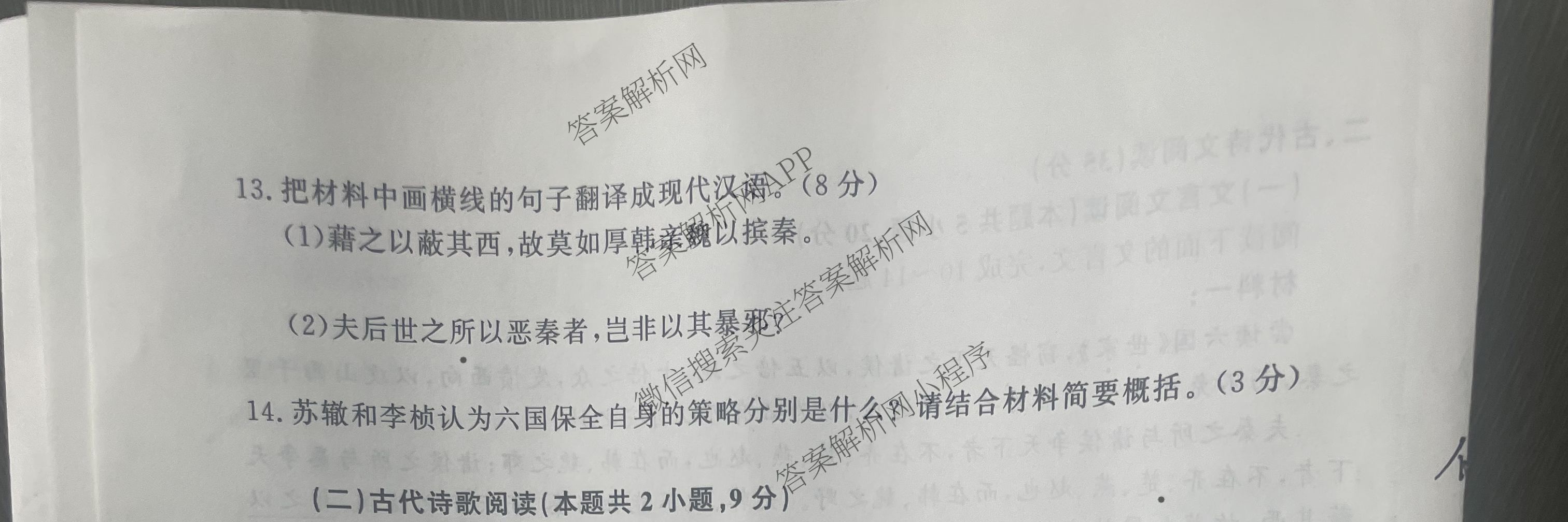 青桐鸣2025届普通高等学校招生全国统一考试青桐鸣大联考(高三)(5.9)各科答案及试卷（含历史、语文、政治等）语文试题
