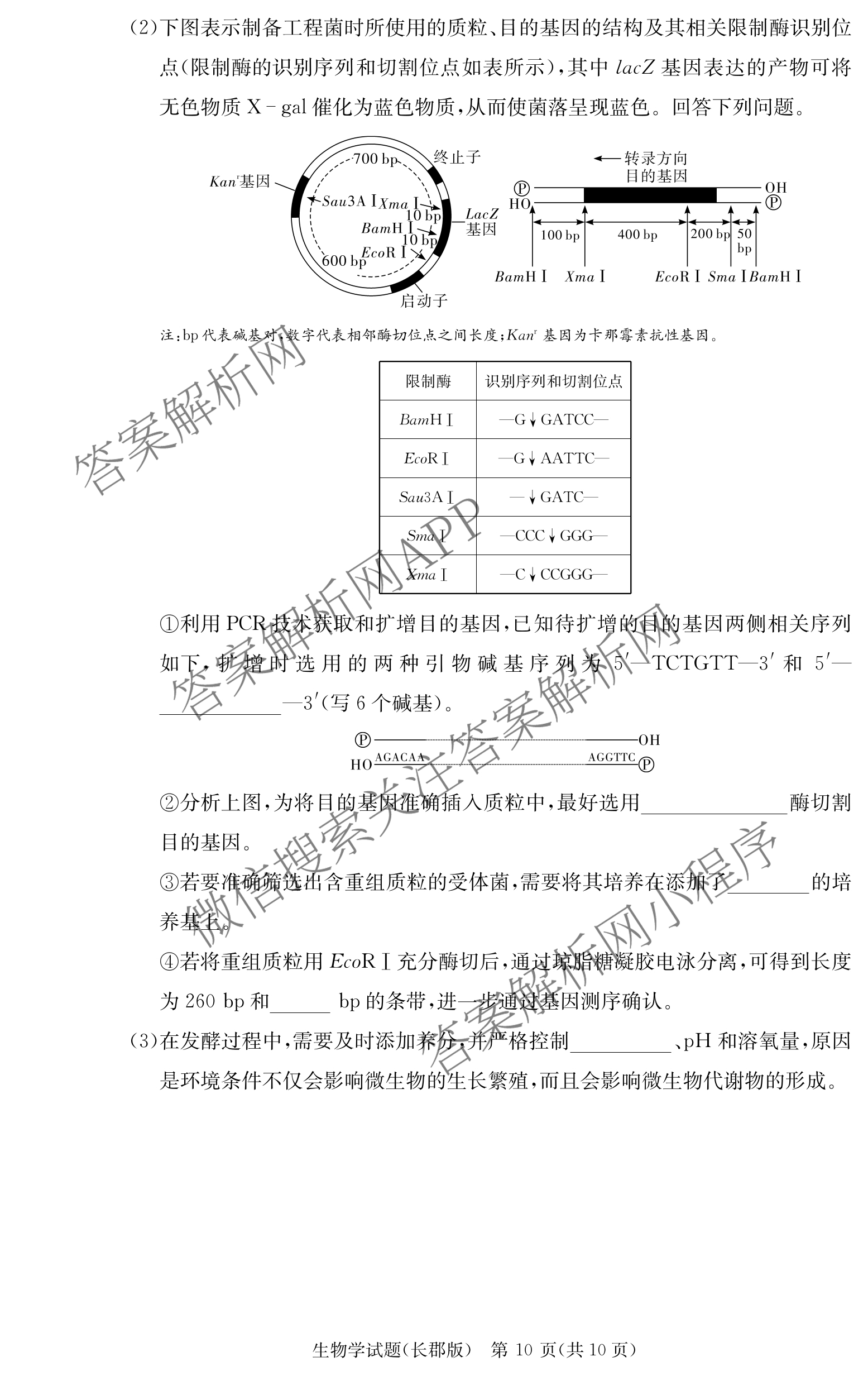 炎德英才大联考长郡中学2026届高三月考试卷(三)各科答案及试卷（含历史、化学、语文等9份）生物试题