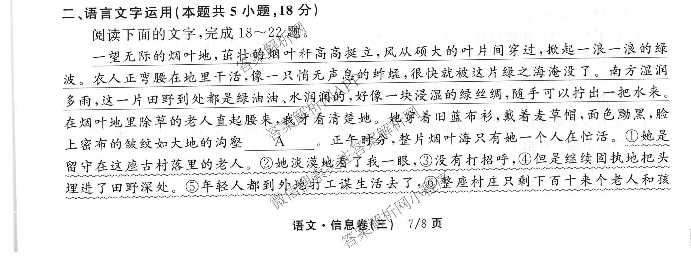 天舟高考衡中同卷2026年普通高等学校招生全国统一考试模拟信息卷(三)3（含历史(HJ)、数学(B)、文综(新疆版)等）语文试题