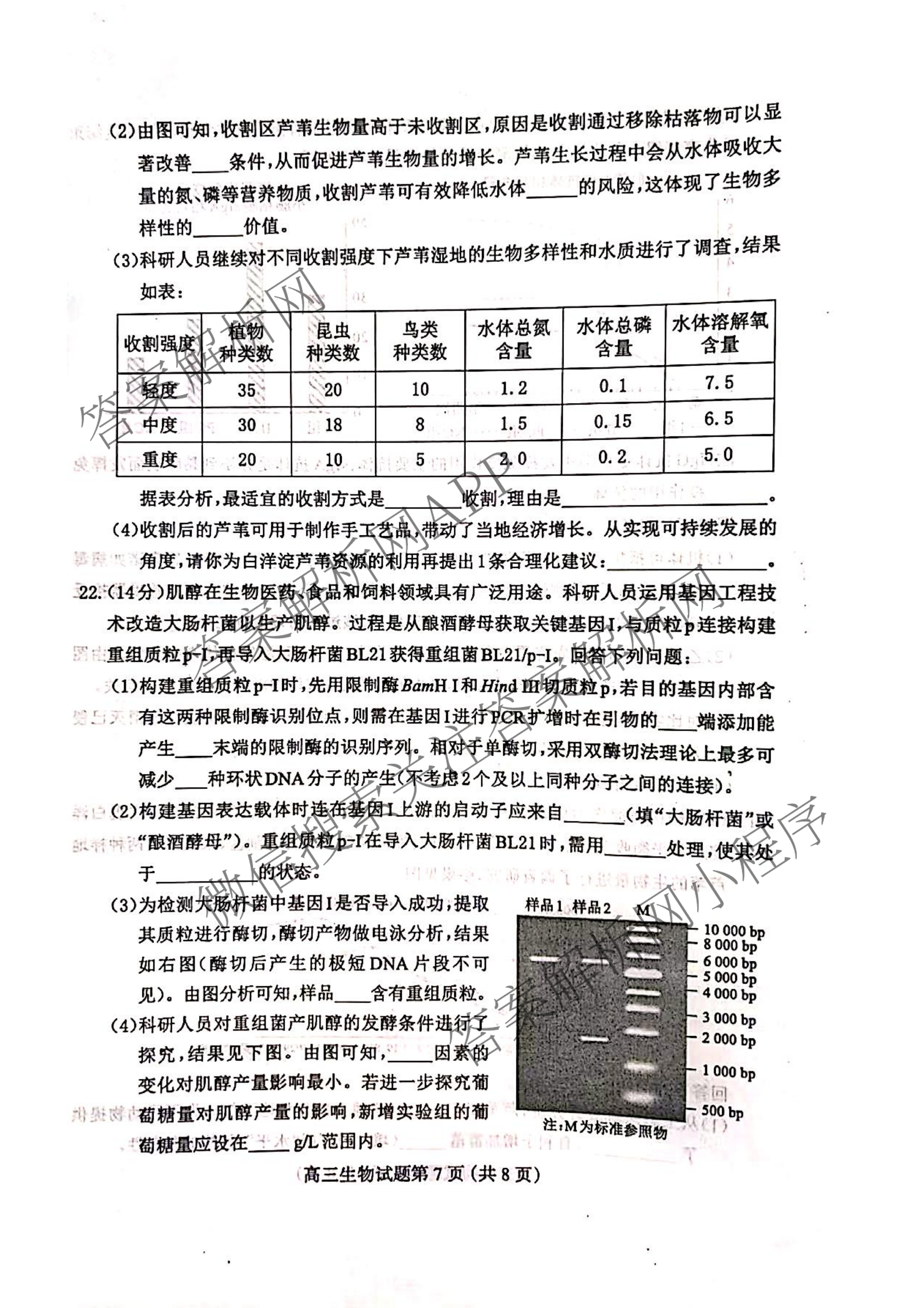 河北省2025届高三第一次模拟考试(4月)各科答案及试卷（含化学、历史、政治等）生物试题