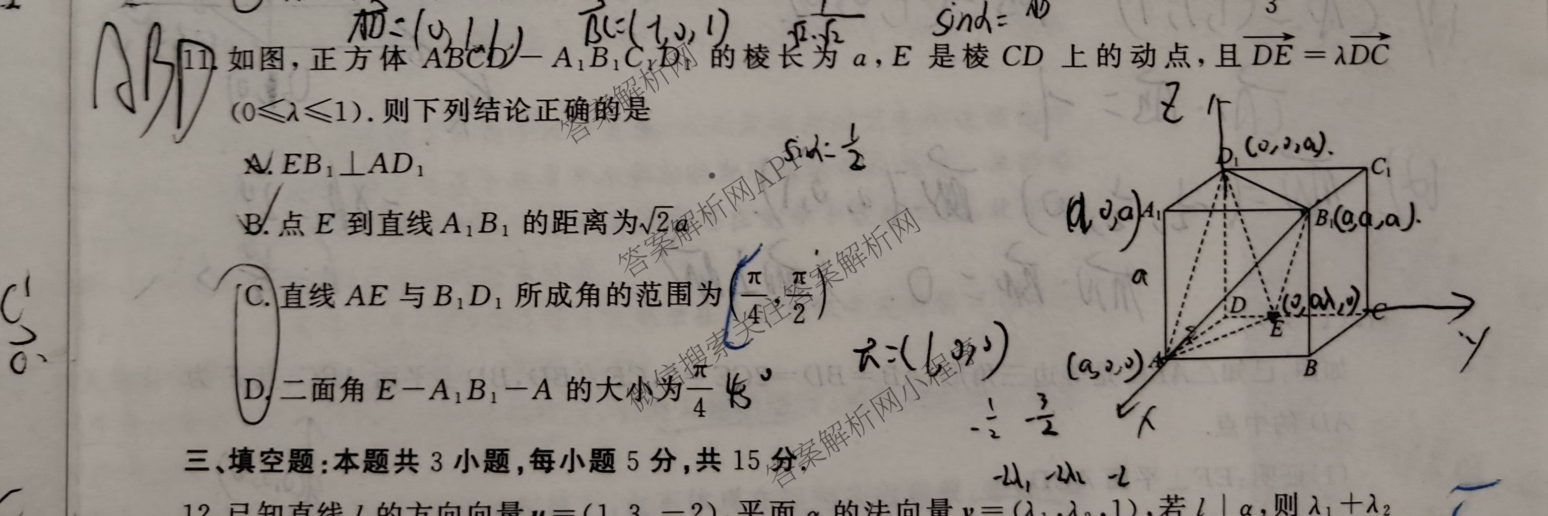 陕西省2025年~2026年度高二第一次考试(9月)（含政治、生物、化学等）数学试题