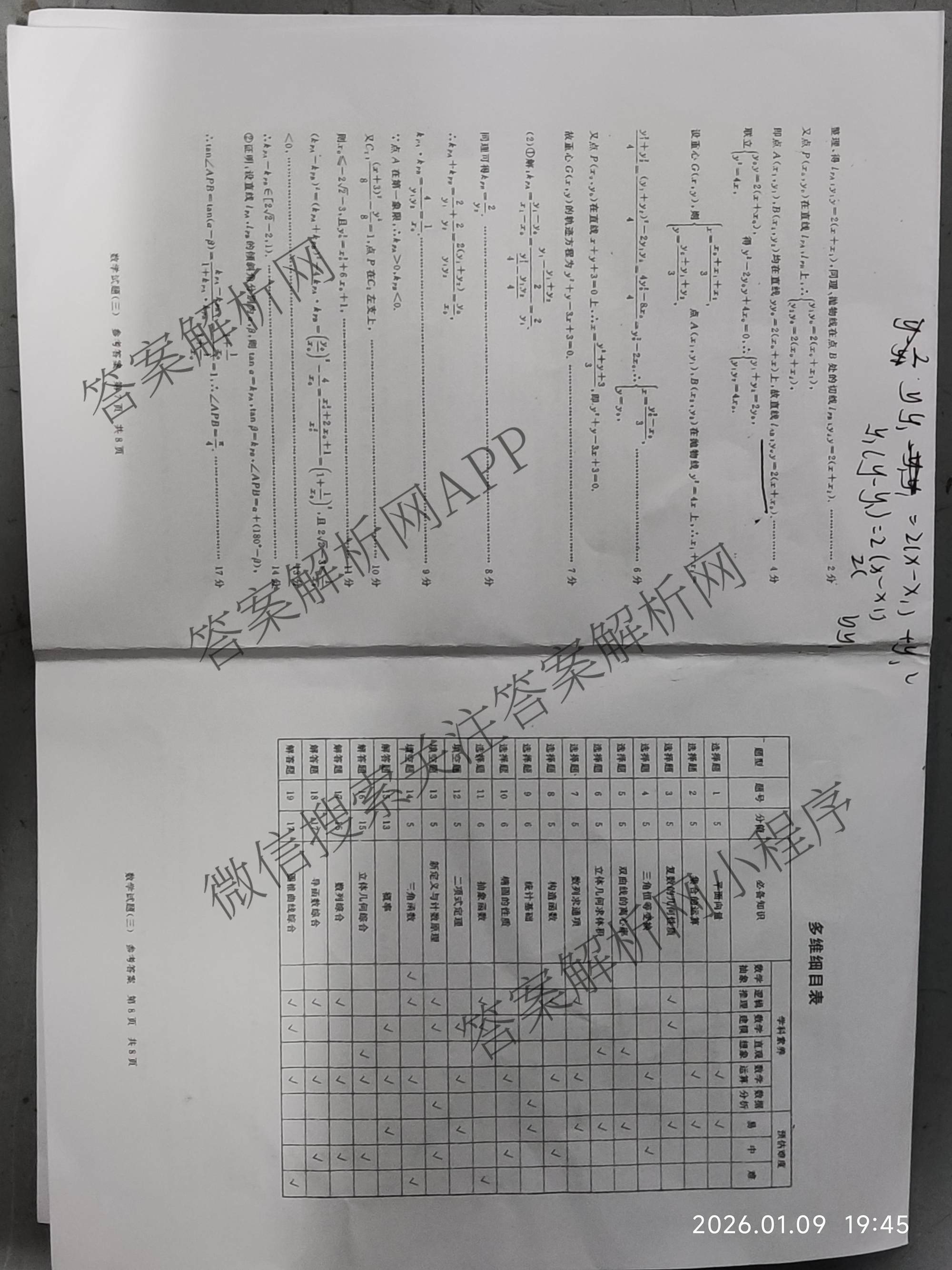 冲刺新高考2026届高考仿真模拟卷(T8)(三)3（20科全）数学答案