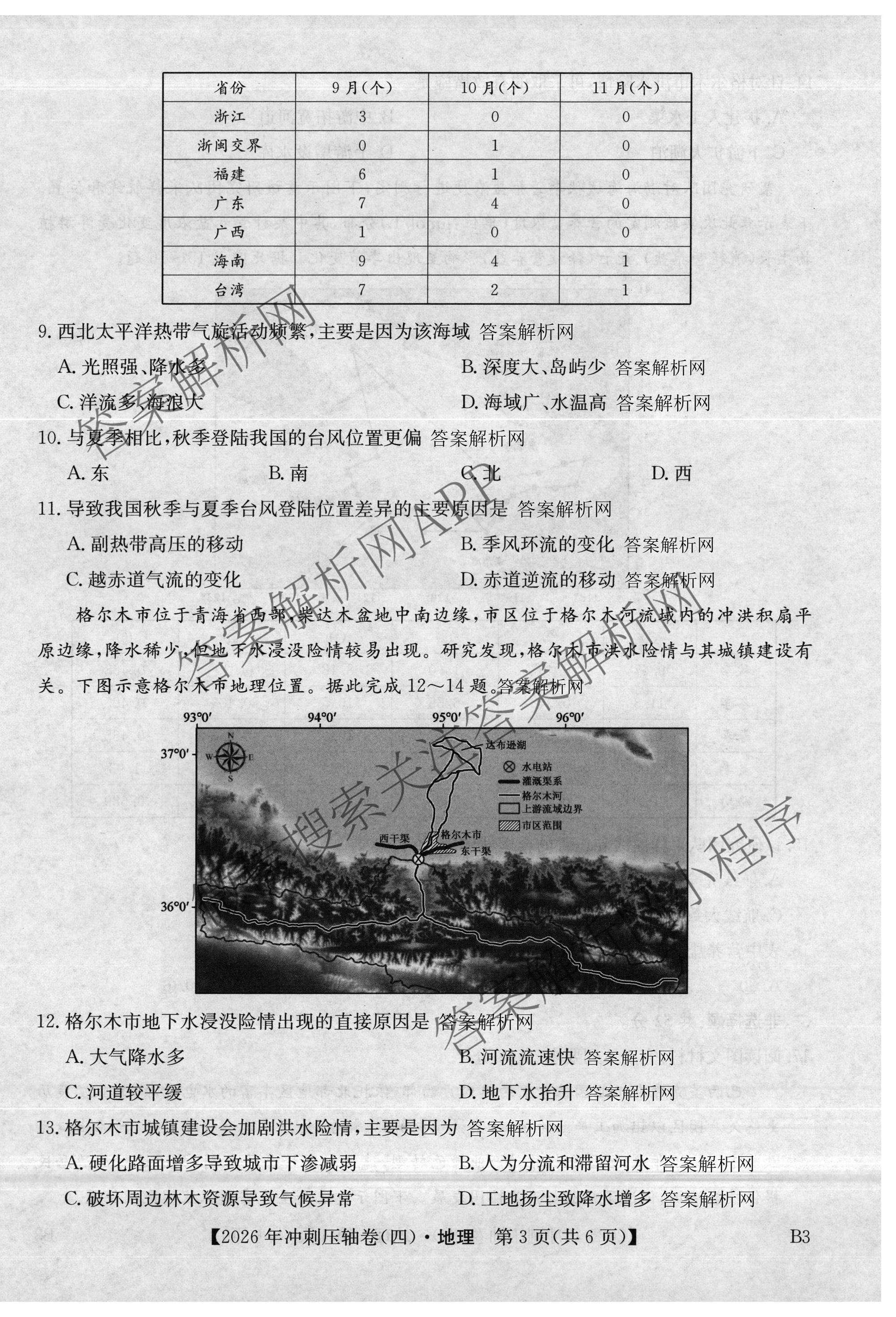 2026年全国高考冲刺压轴卷(四)4（67科全）地理试题