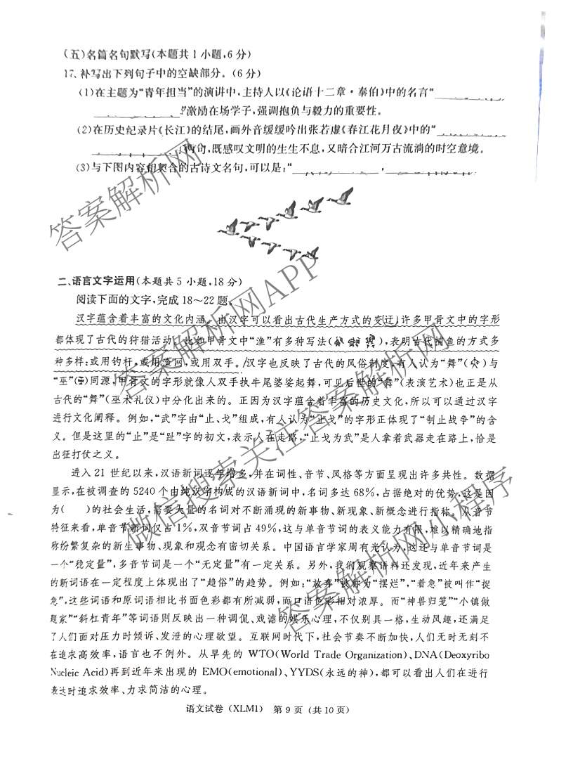 湖南新高考教学教研联盟2026届高三下学期3月联考(XLM1)各科答案及试卷（10科全）语文试题