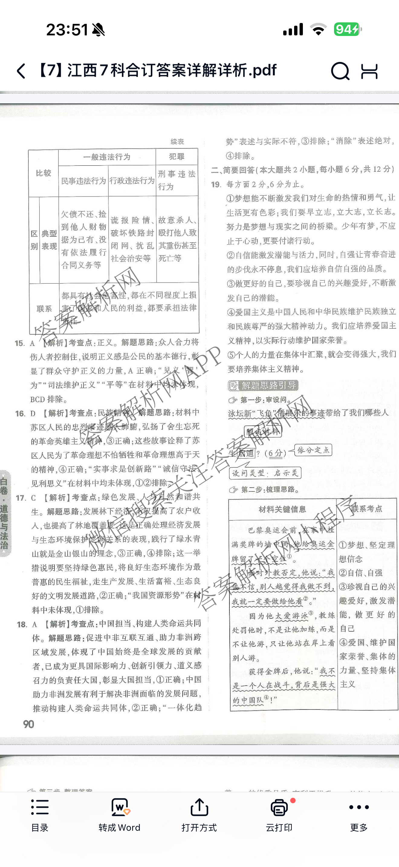 万唯江西省2025年初中学业水考试黑白卷（含物理(白卷) 历史(黑卷) 物理(黑卷)等）道德与法治(白卷)答案