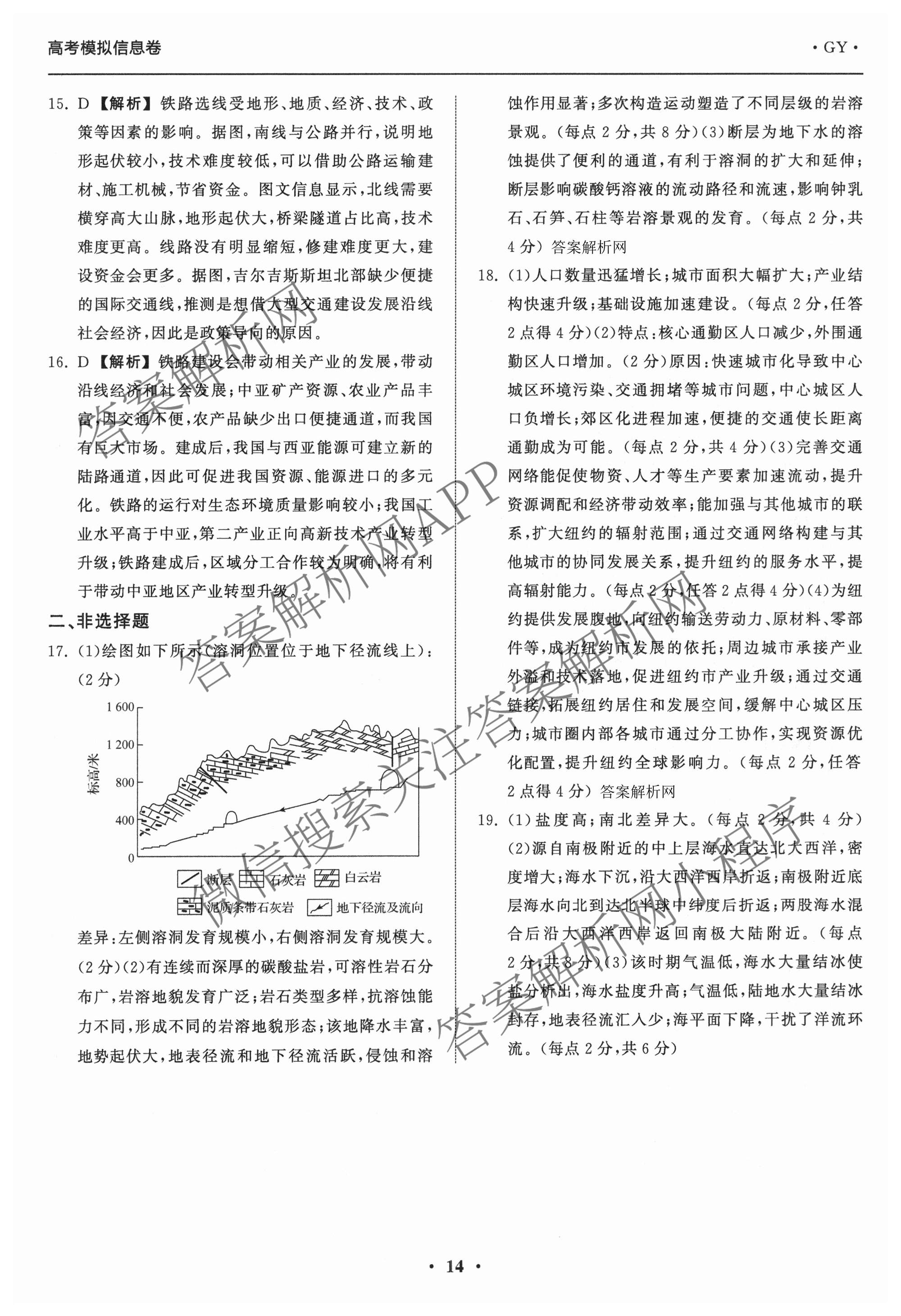 天舟高考衡中同卷2026年普通高等学校招生全国统一考试模拟信息卷(六)6各科答案及试卷: 含地理(GY)、语文(通用版)、政治(河南版)试卷解析地理答案