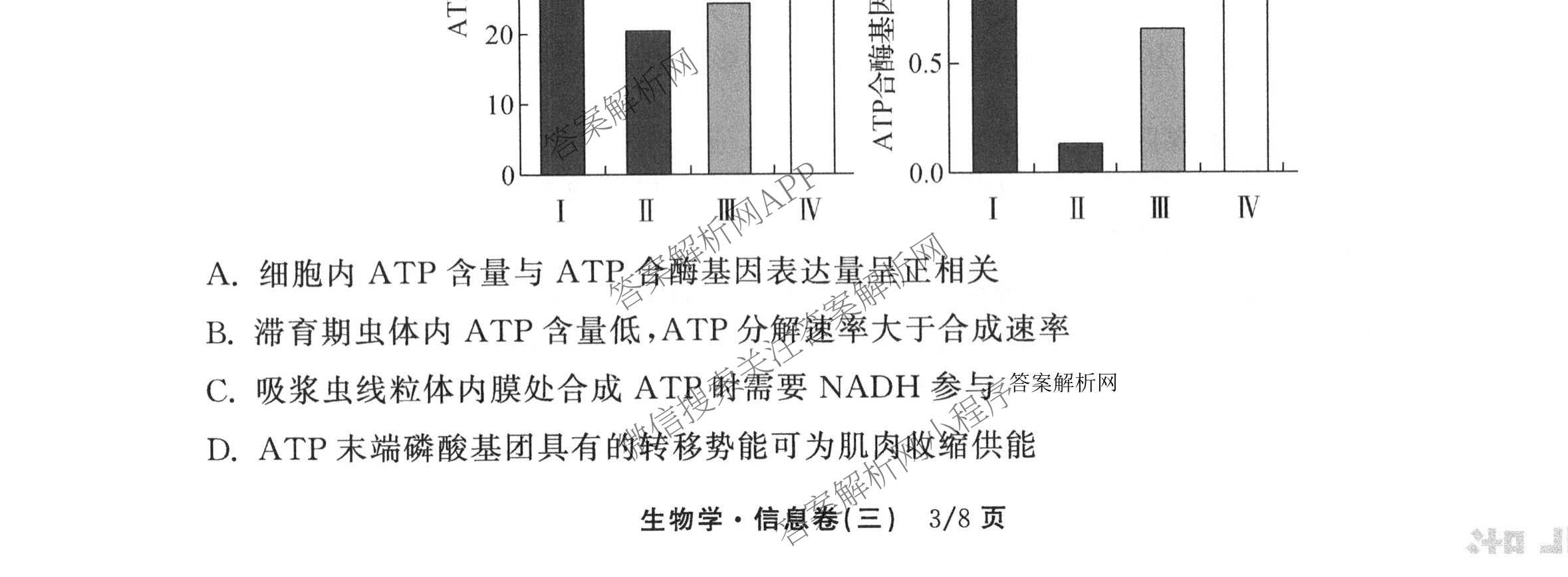 天舟高考衡中同卷2026年普通高等学校招生全国统一考试模拟信息卷(三)3（含历史(HJ) 地理(GY) 数学(无字母)等）生物试题