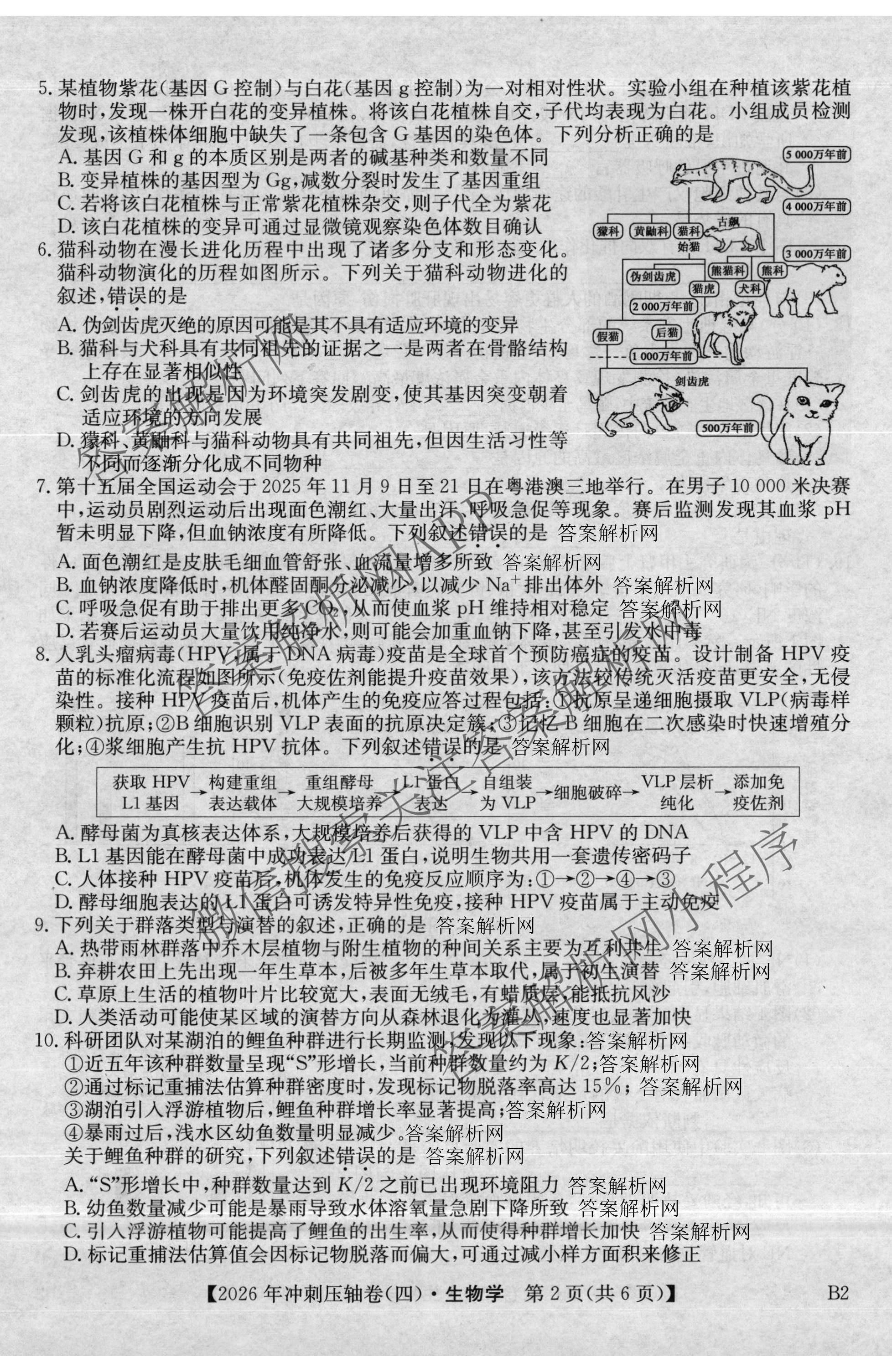 2026年全国高考冲刺压轴卷(四)4（67科全）生物试题