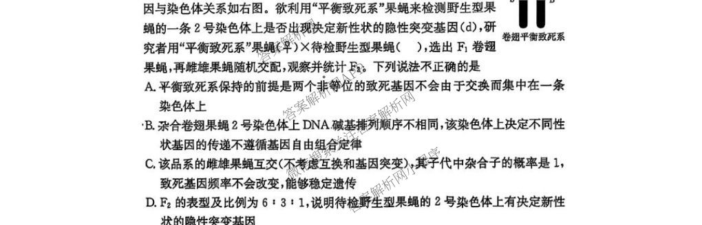 炎德英才大联考雅礼中学2026届高三月考试卷(一)1各科答案及试卷(已更新政治、历史、物理等9份)生物试题