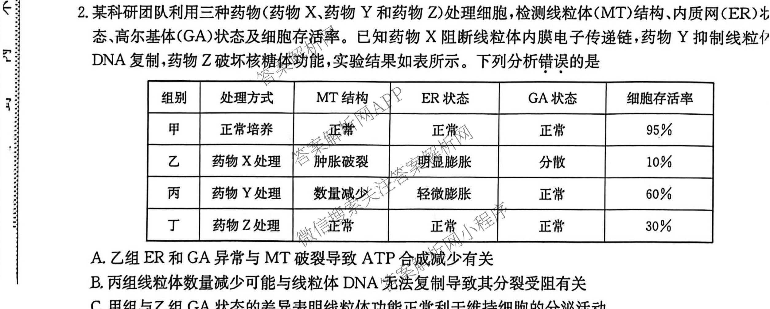 九师联盟2025~2026学年高三核心模拟卷(中)(二)试卷及答案汇总（含化学(D2) 物理(A1) 生物(WH)等）生物试题
