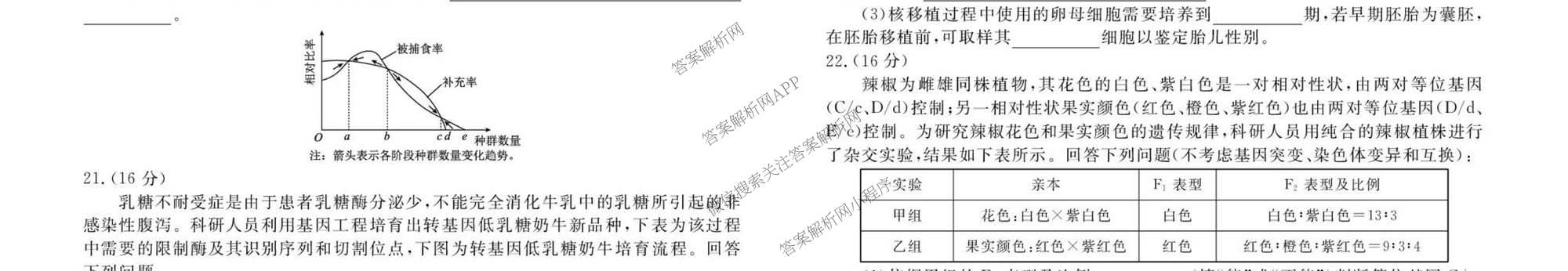衡水金卷先享题2026年学科素养评价练(五)5(已更新地理(HJ)【河北专版】、地理(HN)【湖南专版】、生物(CY)【四川重庆专版】等90份)生物试题